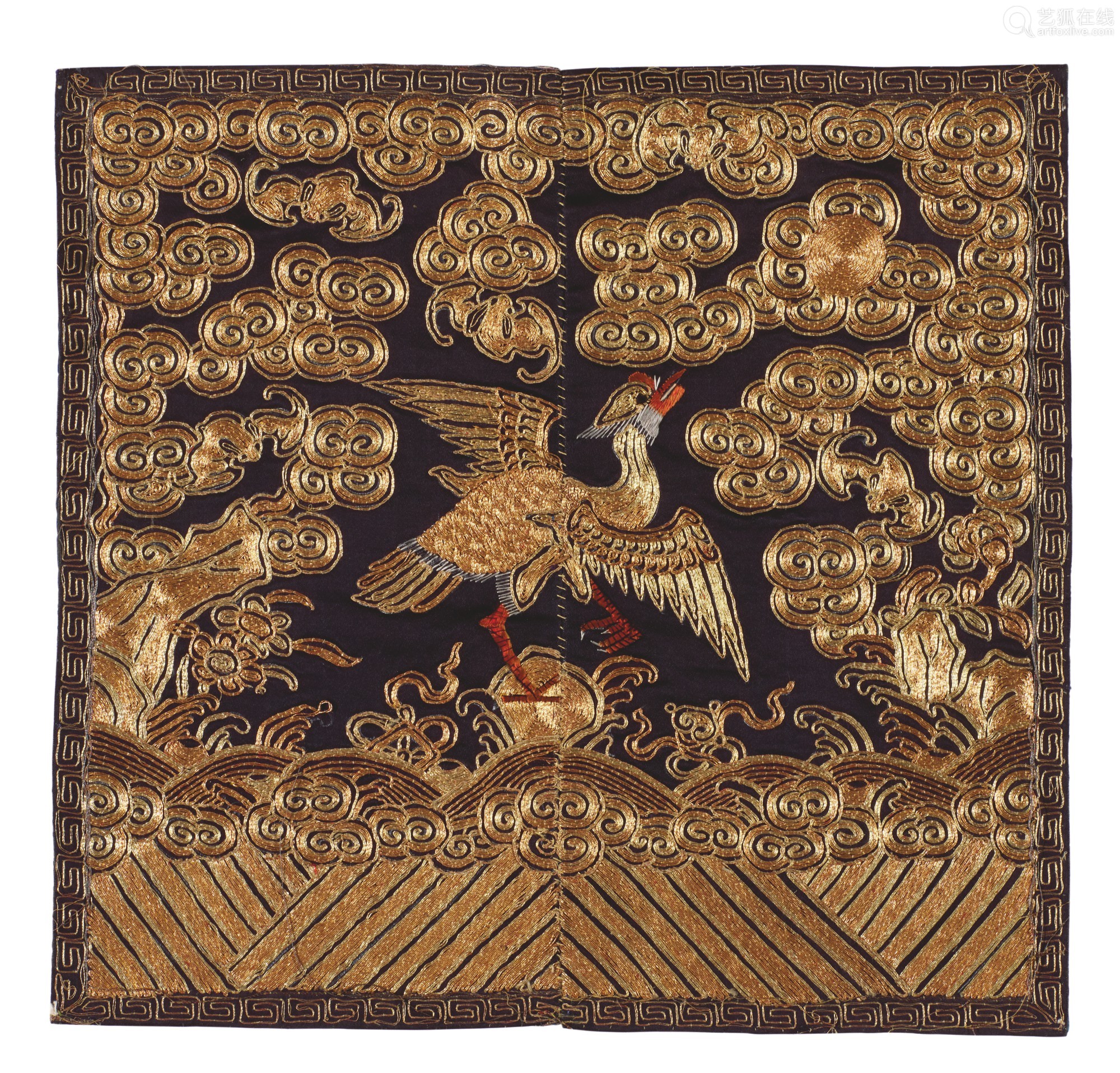 rank badges late qing dynasty | 晚清 缎绣文官补子一组十六件