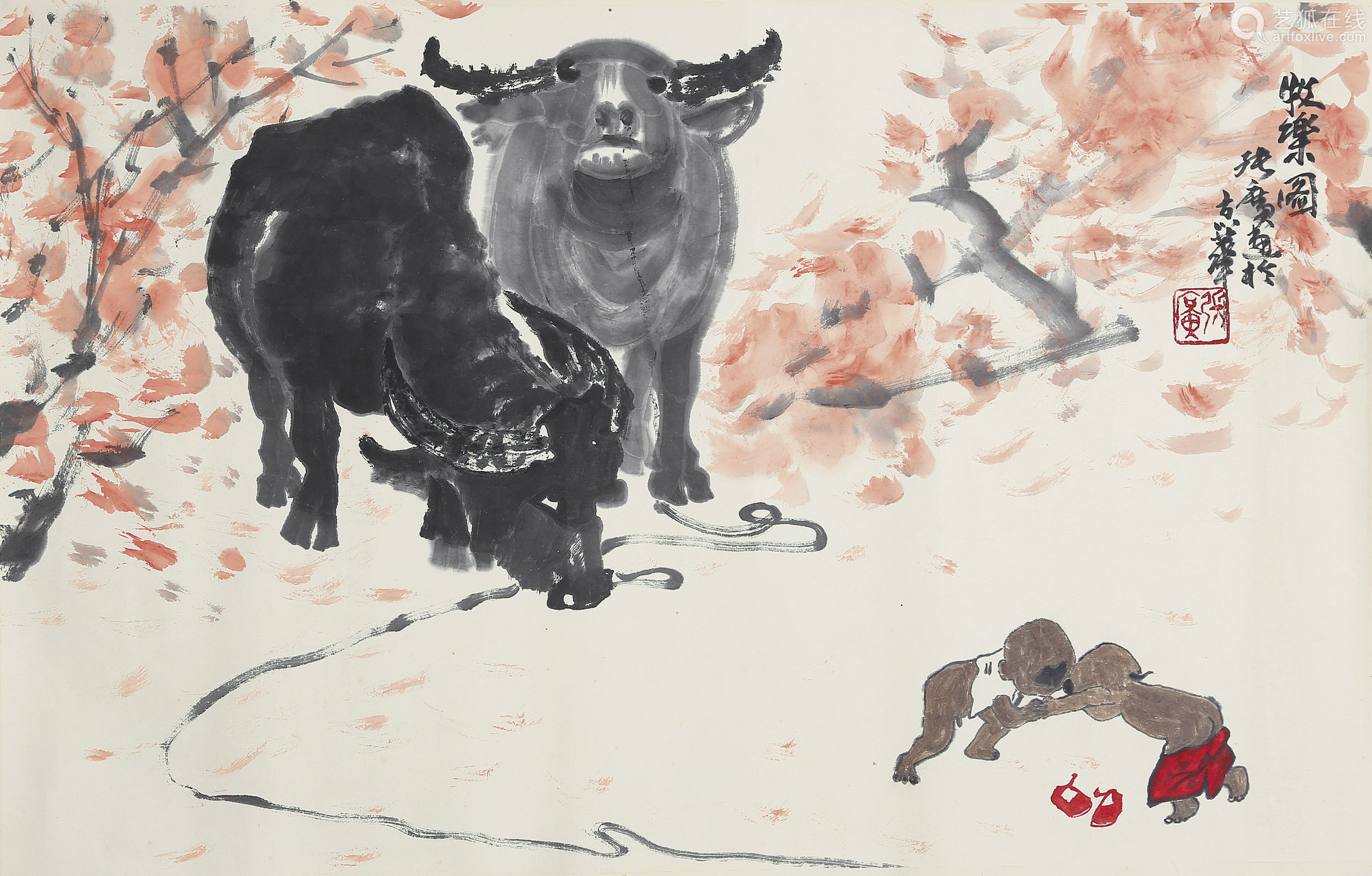 张广牧牛图纸本镜片