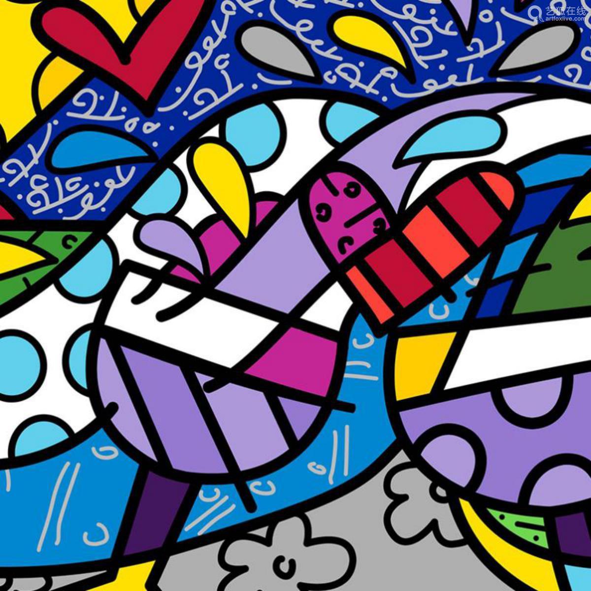 romero britto "wine country purple" hand signed limited edition