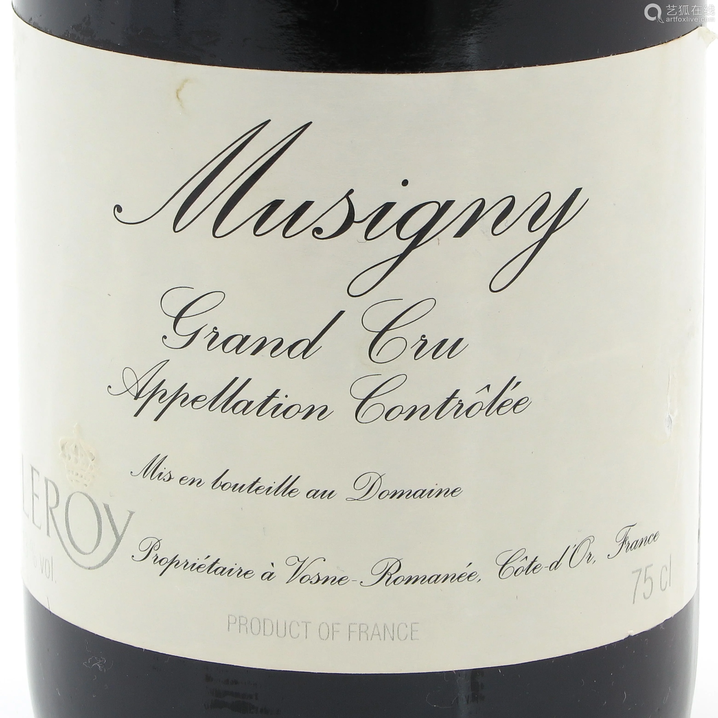 bottle of domaine leroy, musigny, grand cru, 1995