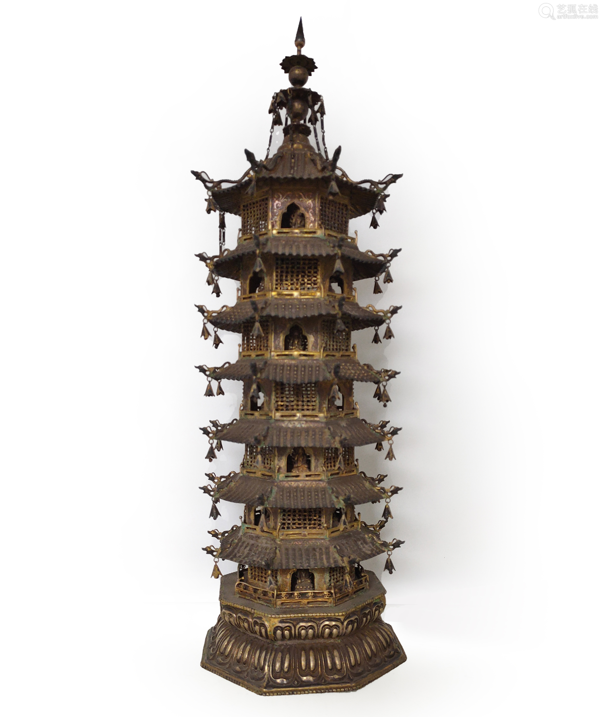 chinese gilt bronze pagoda