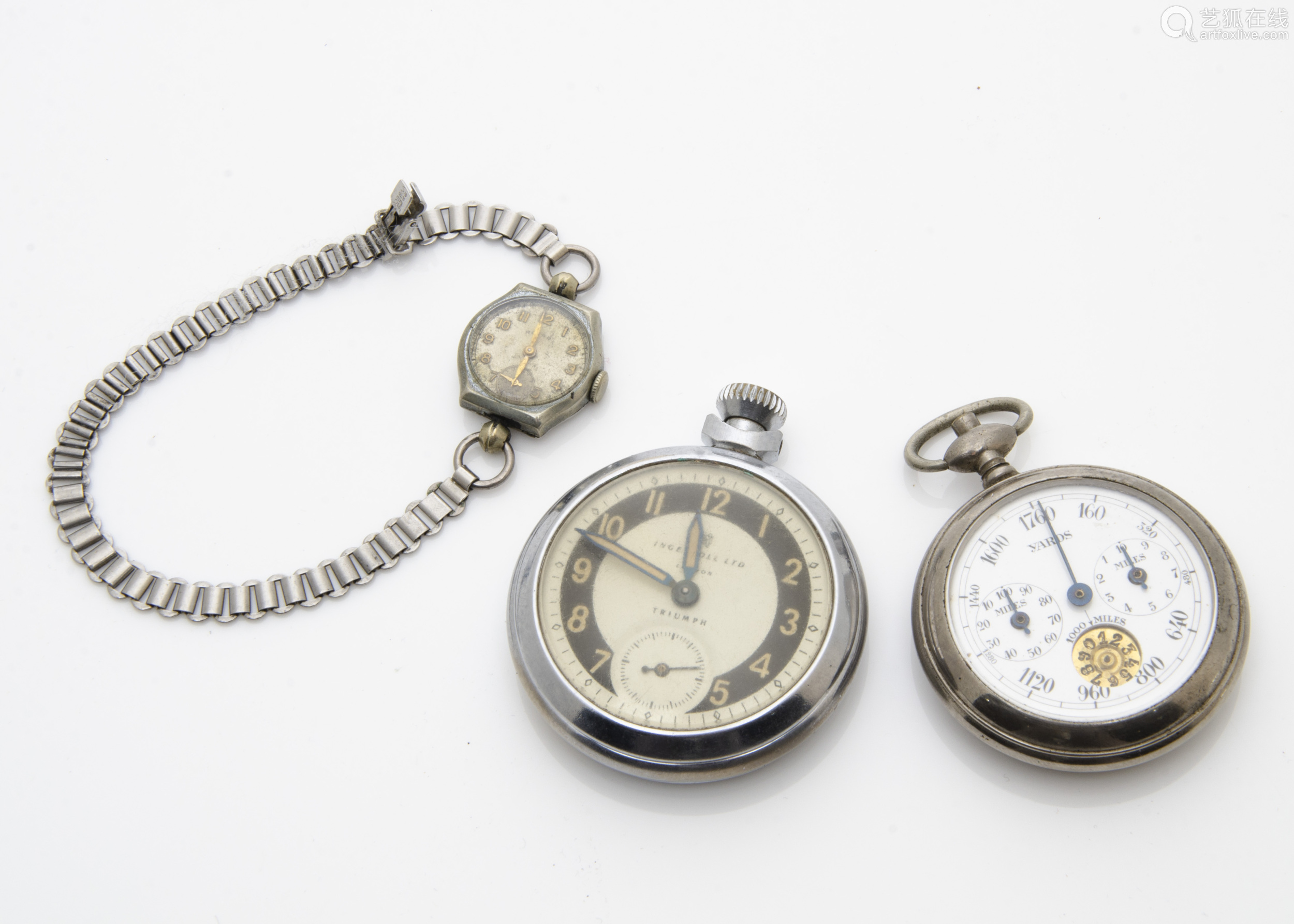 an early 20th century nickel plated hc style pedometer, together