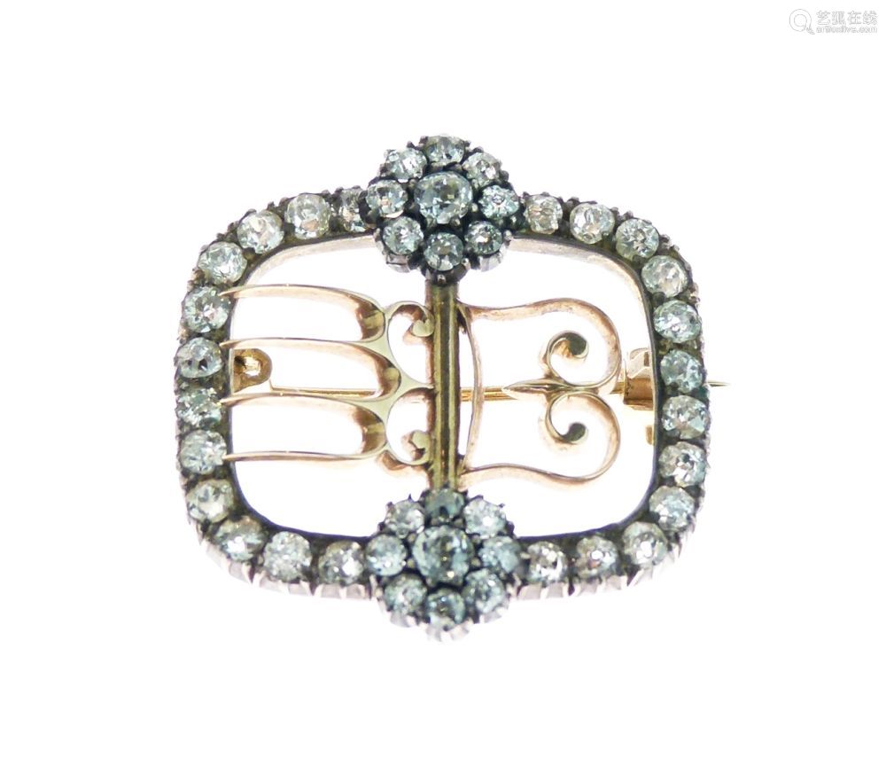 diamond brooch, in the form of a shoe buckle, unmarked, the