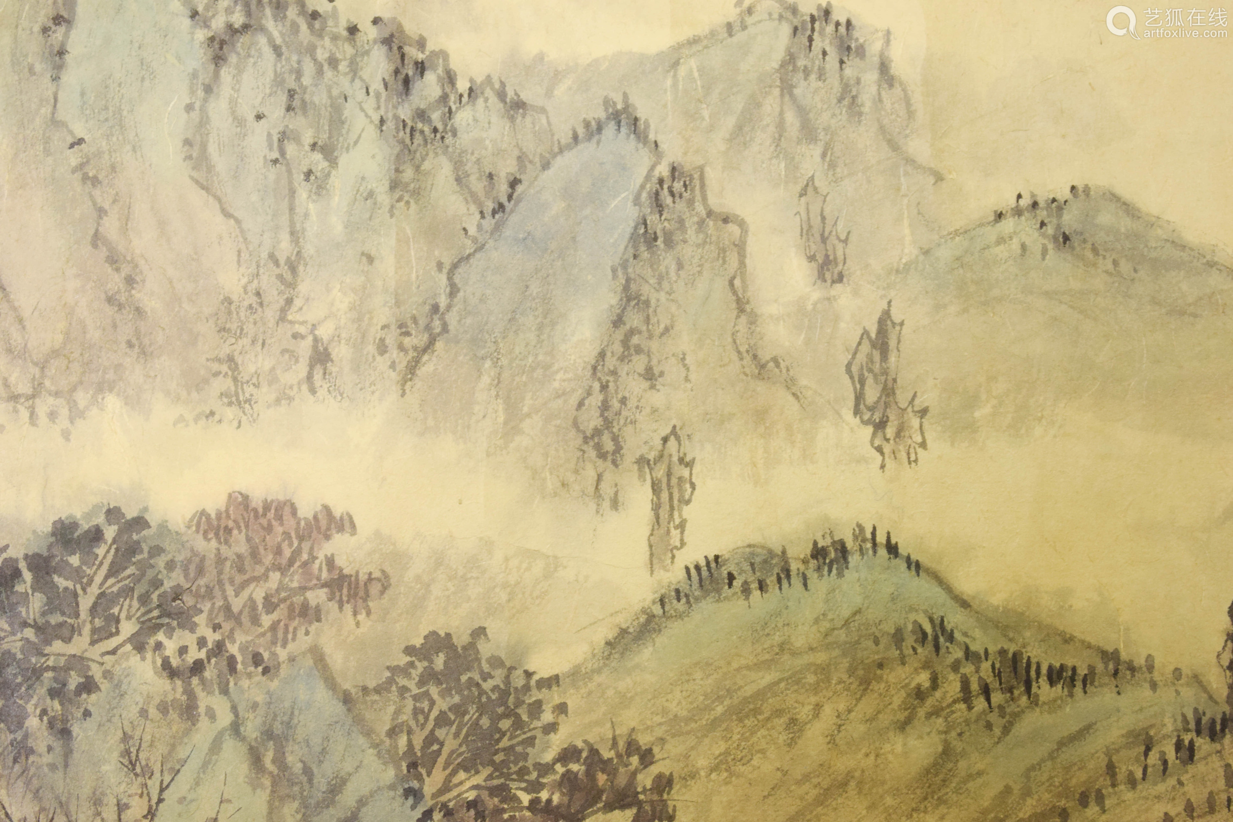 a chinese landscape painting, fu baoshi mark