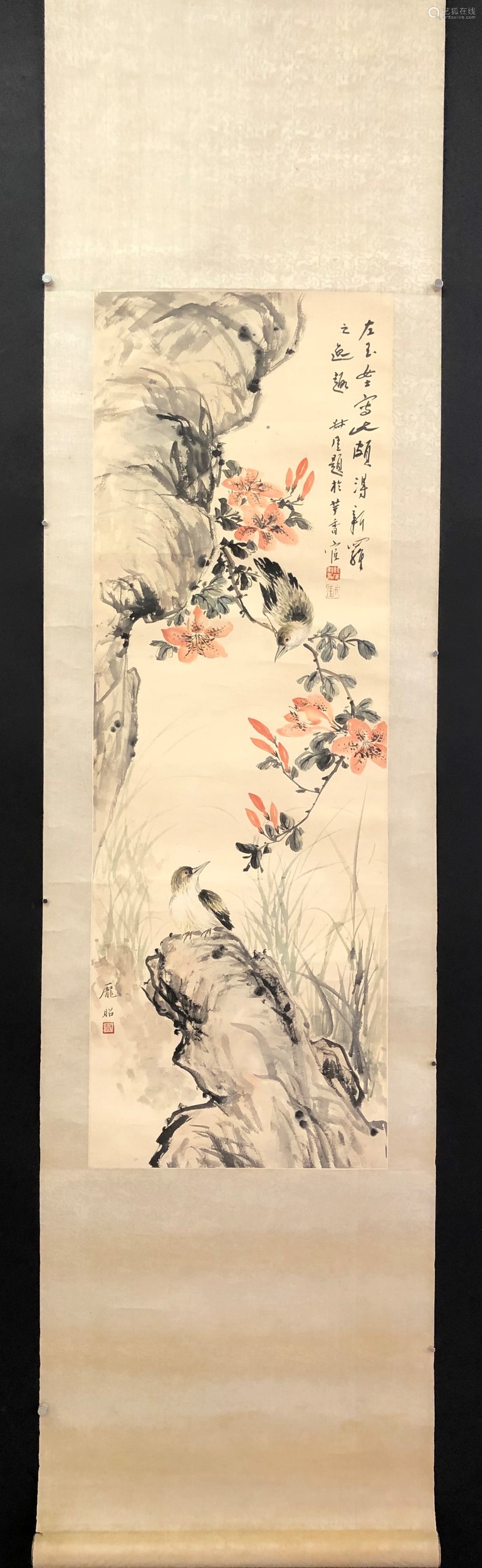 (1889-1939 庞左玉 花鸟 设色纸本 立轴