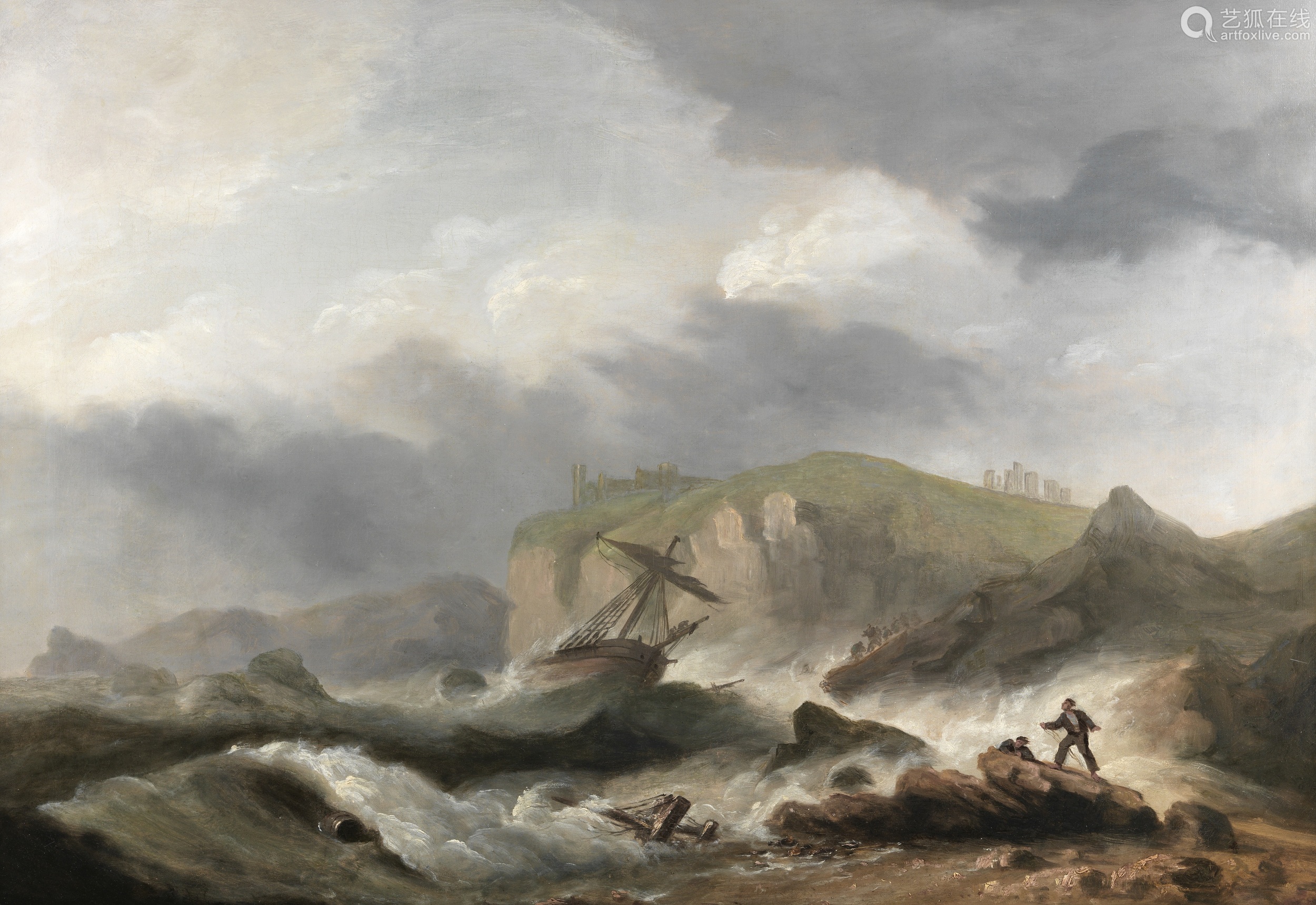 costal head,greater tubercle thomas luny (british, 1759-1837) a costal scene off berry head