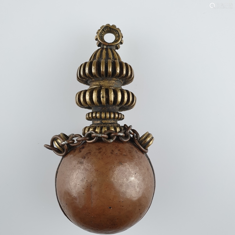 mendicant monk"s brass & copper ritual water flask / chab