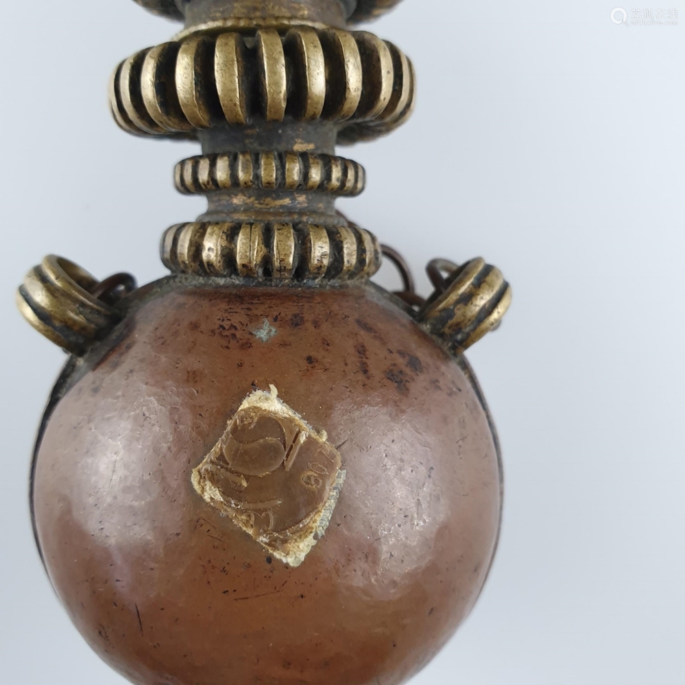 mendicant monk"s brass & copper ritual water flask / chab