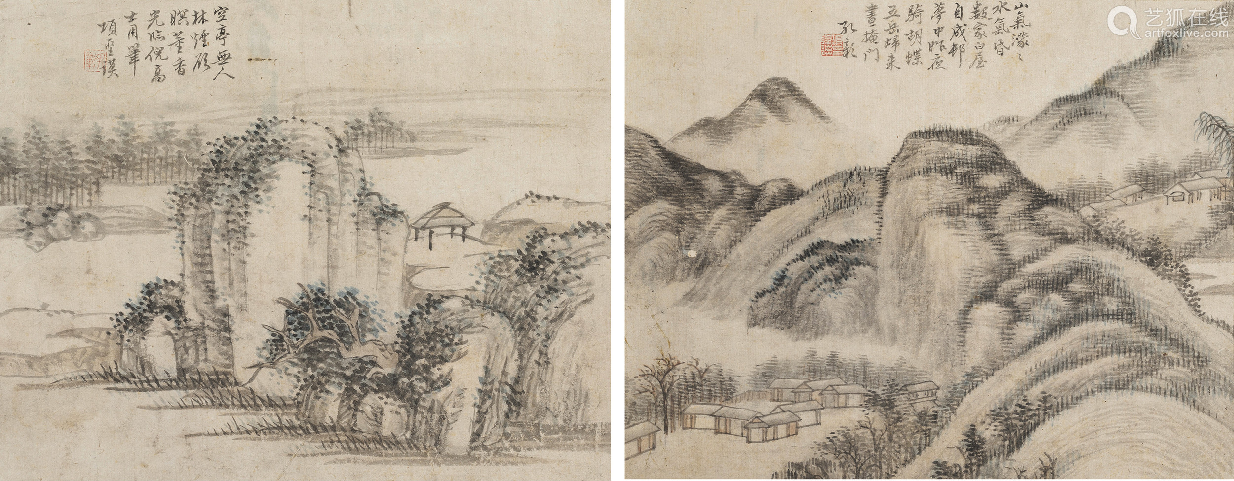 项圣谟款山水二帧