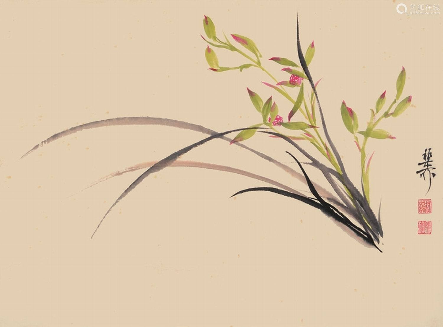 谢稚柳 兰花 纸本 立轴