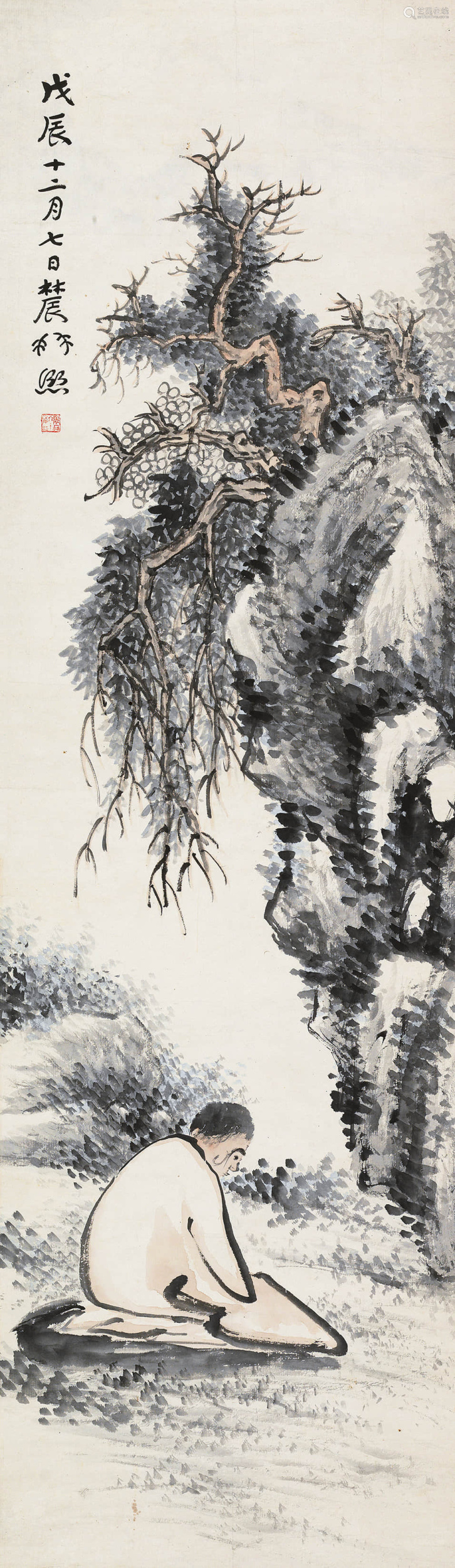 曾熙(1861～1930) 参禅图 立轴 设色纸本