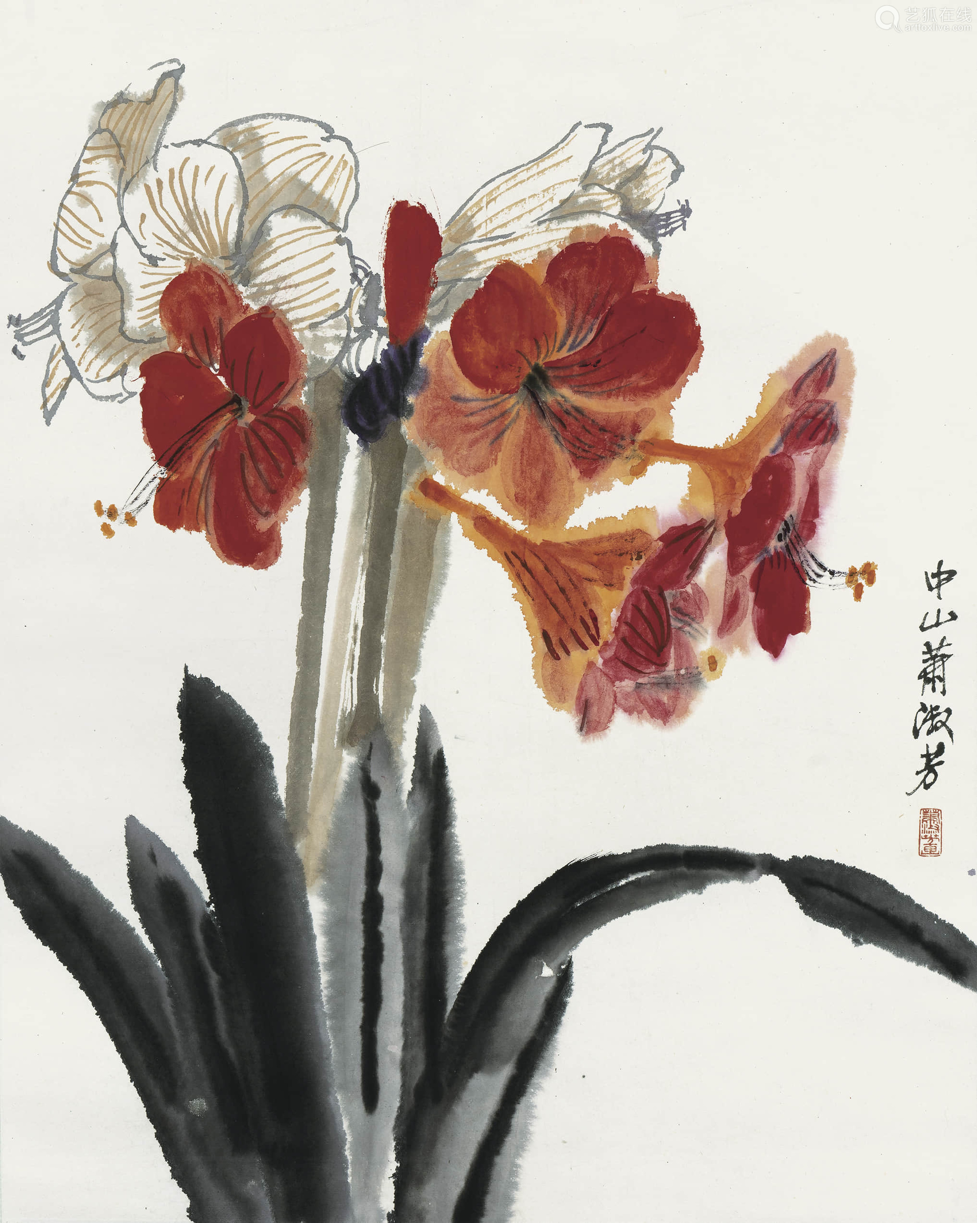 (1911-2005 萧淑芳 花卉 设色纸本 立轴