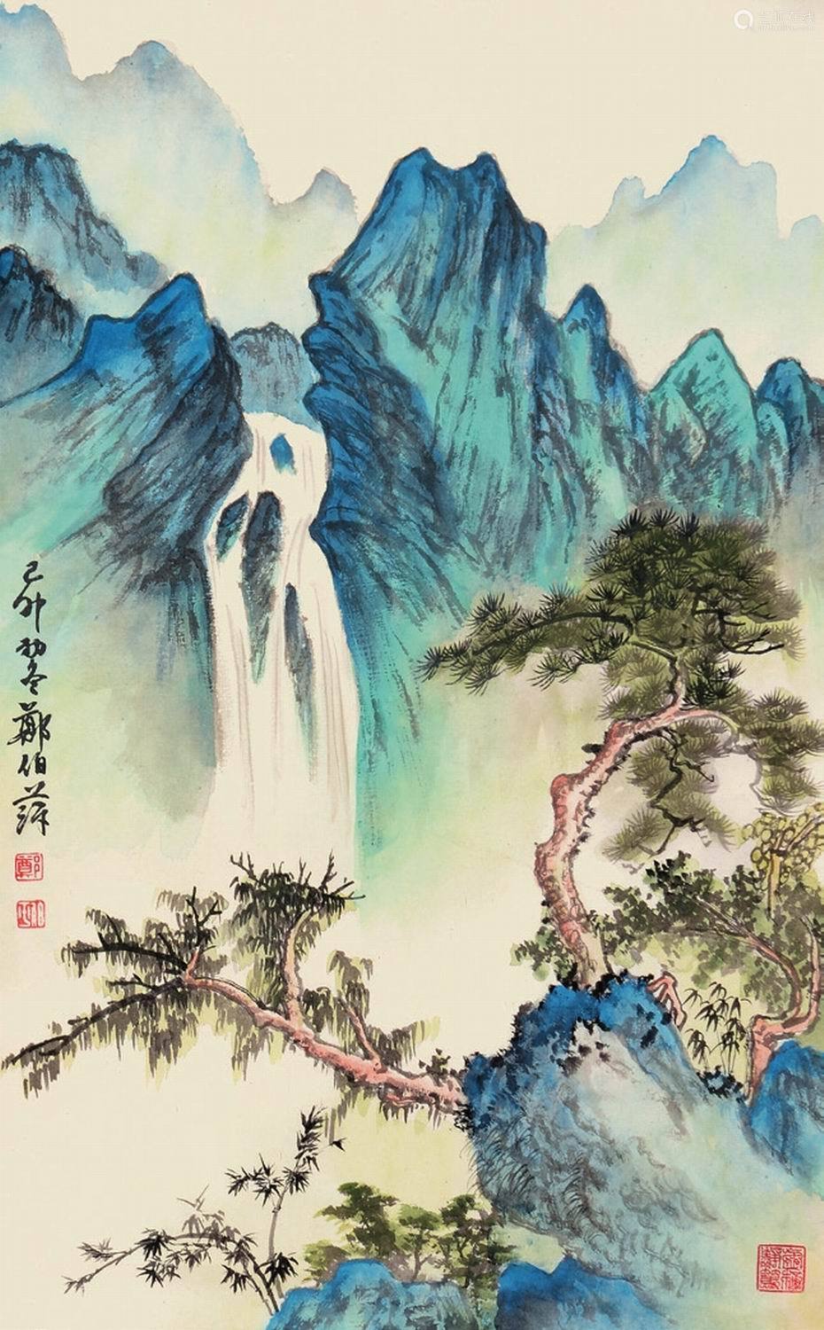 郑伯萍山水纸本立轴