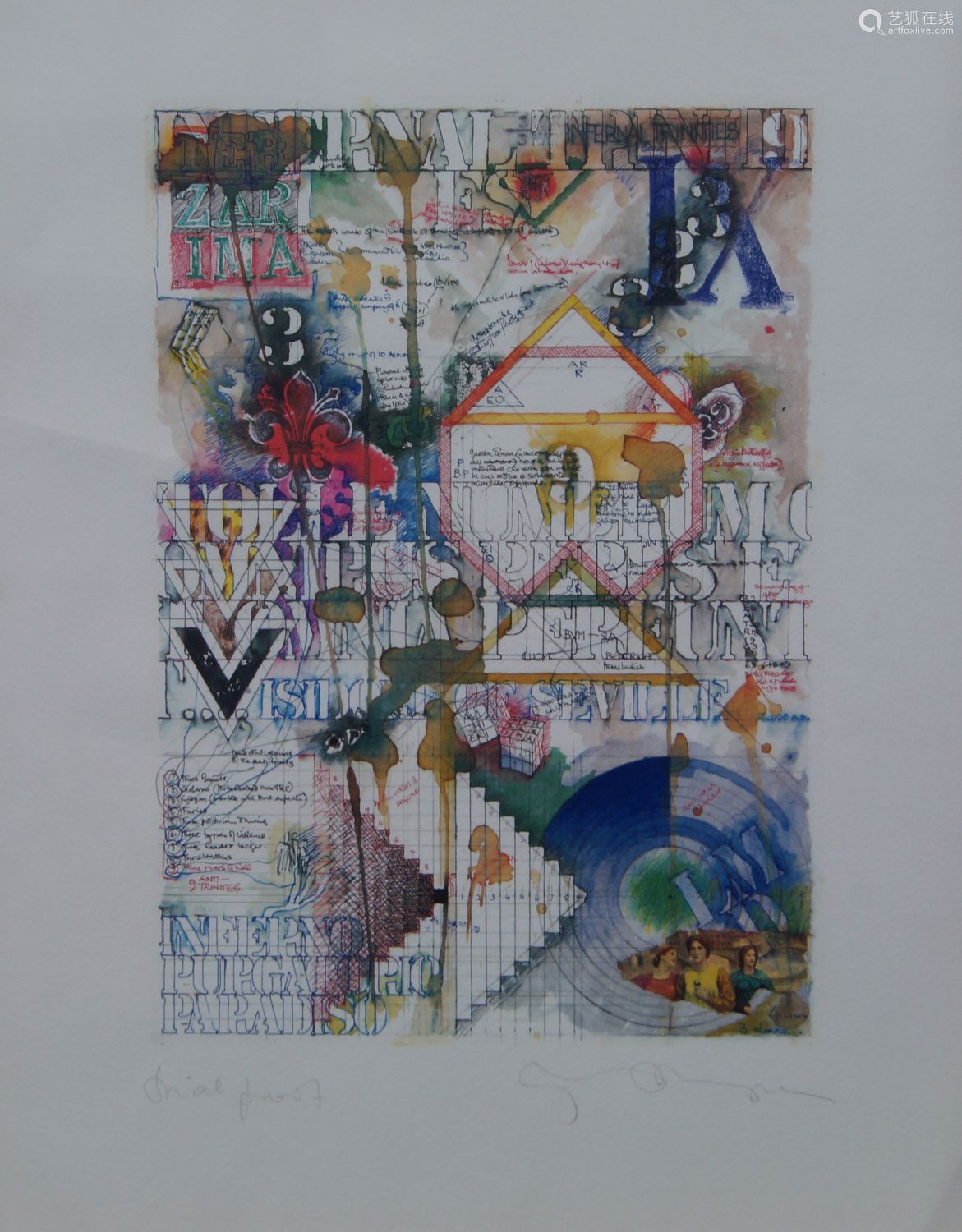 157968tom phillips cbe ra, british b.1937- palimpsest, 1982