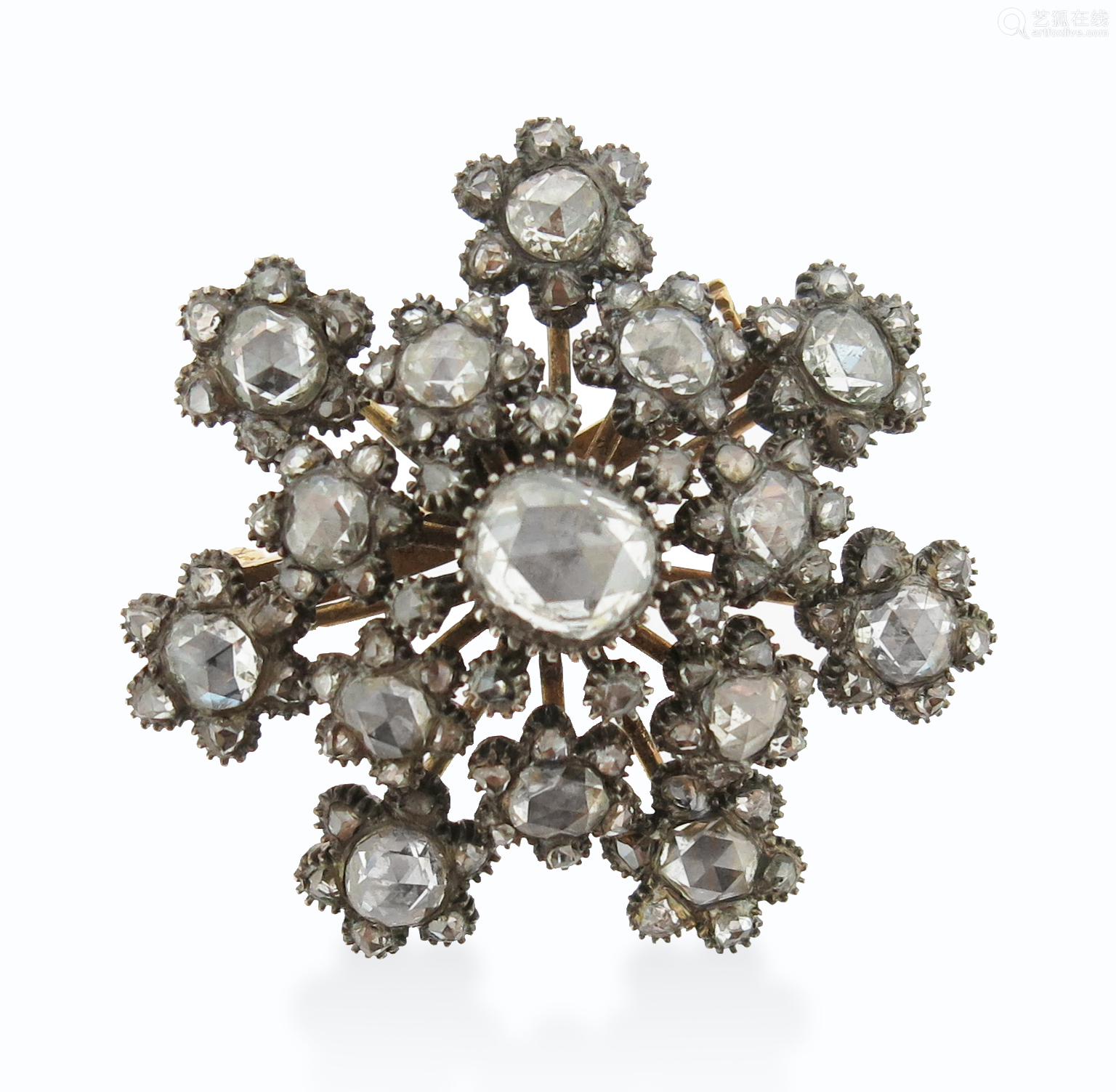 a 19th century rose-cut diamond brooch, designed