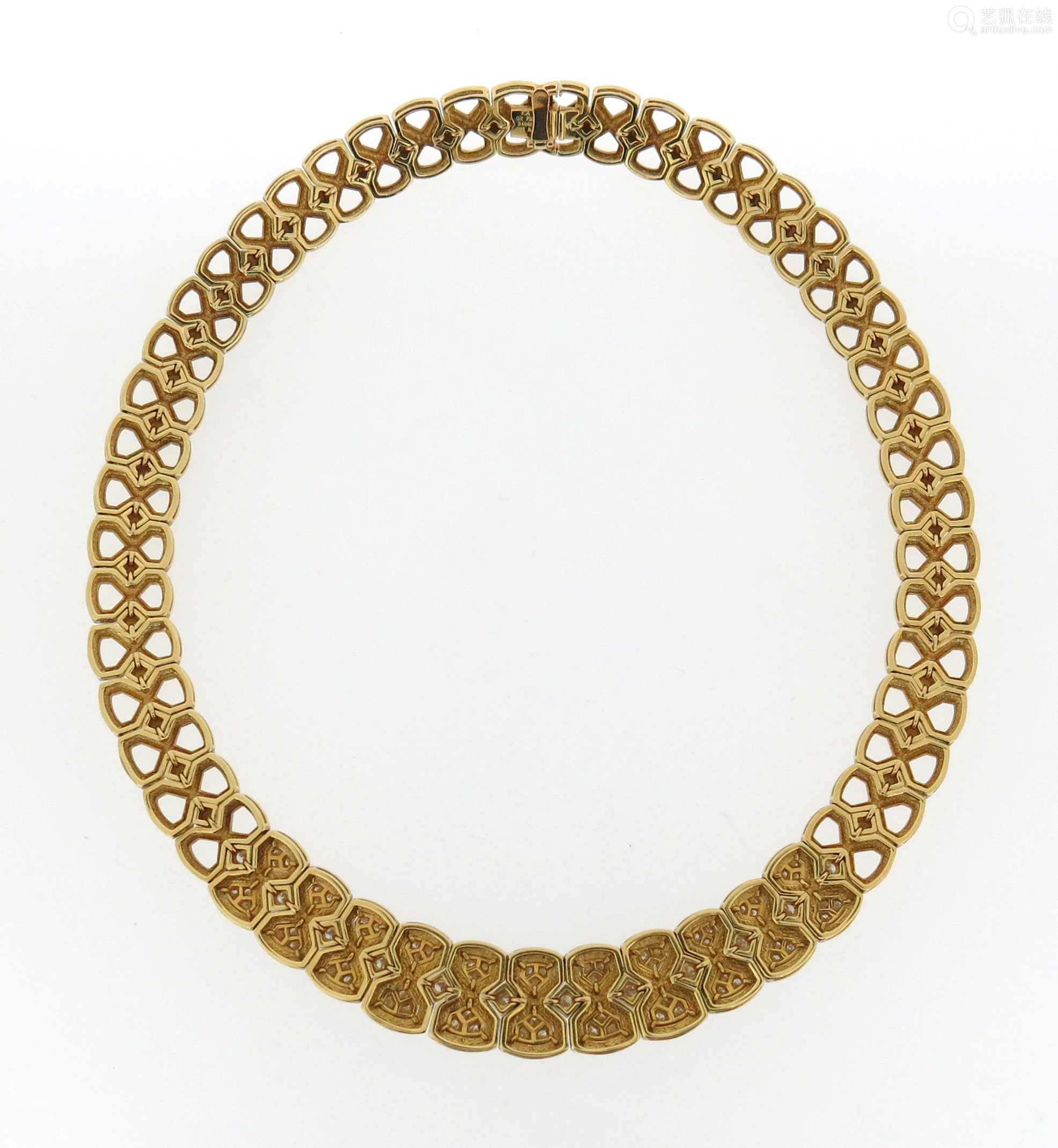 a diamond-set gold collar necklace by van cleef &