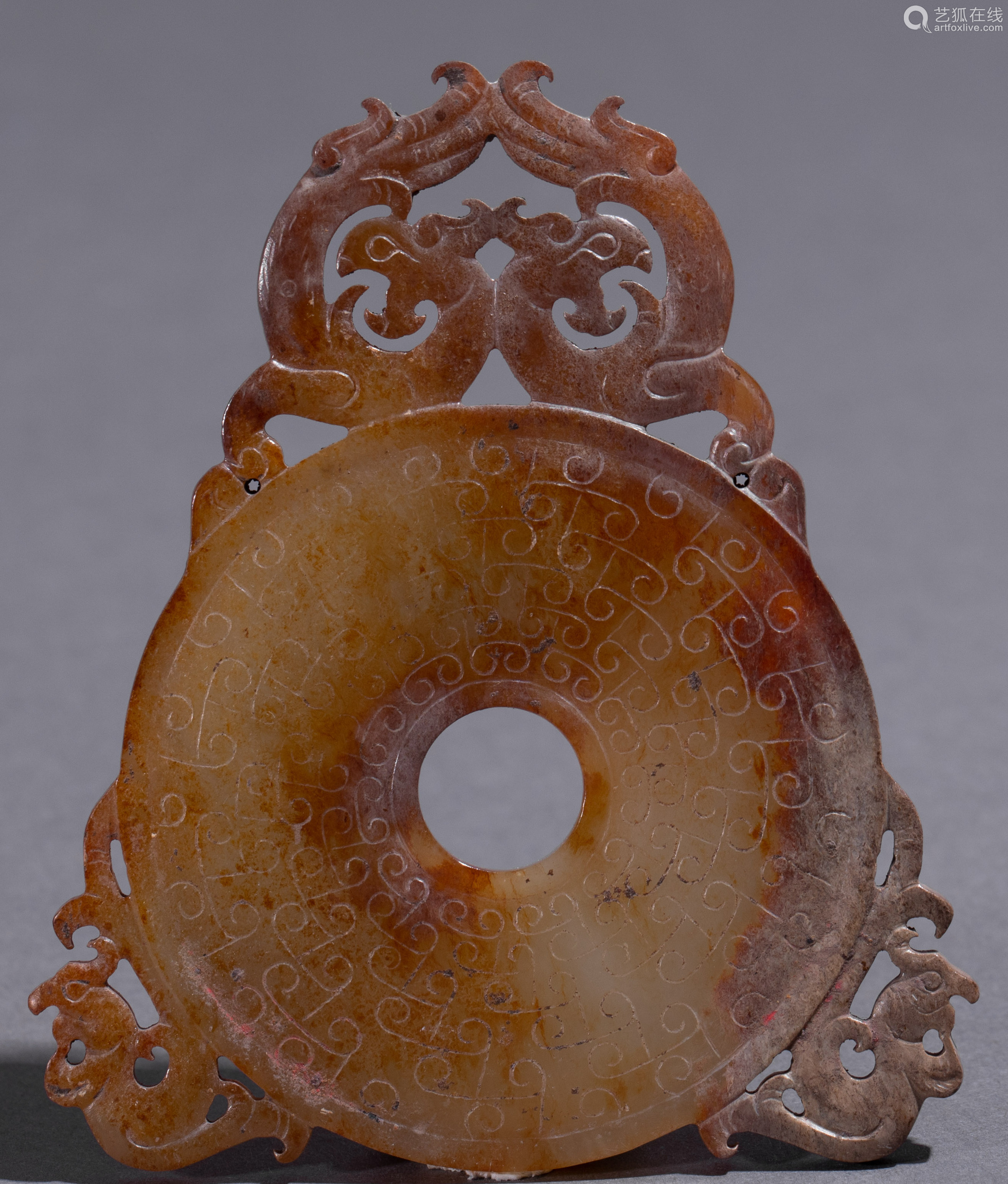 chinese hetian jade with double phoenix figures中国古代和田玉