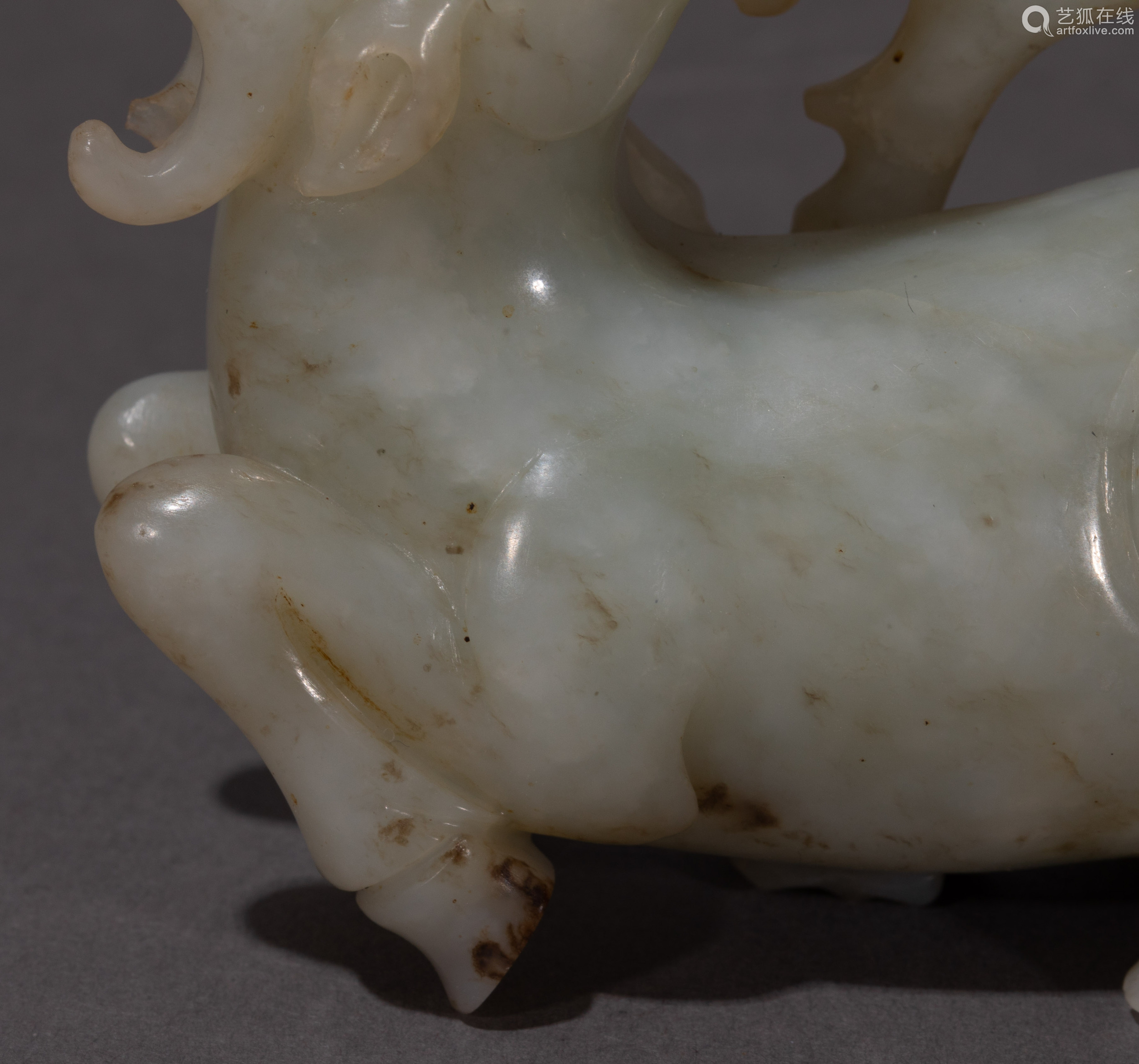 ancient chinese hetian jade carved deers figure中国古代和田玉雕