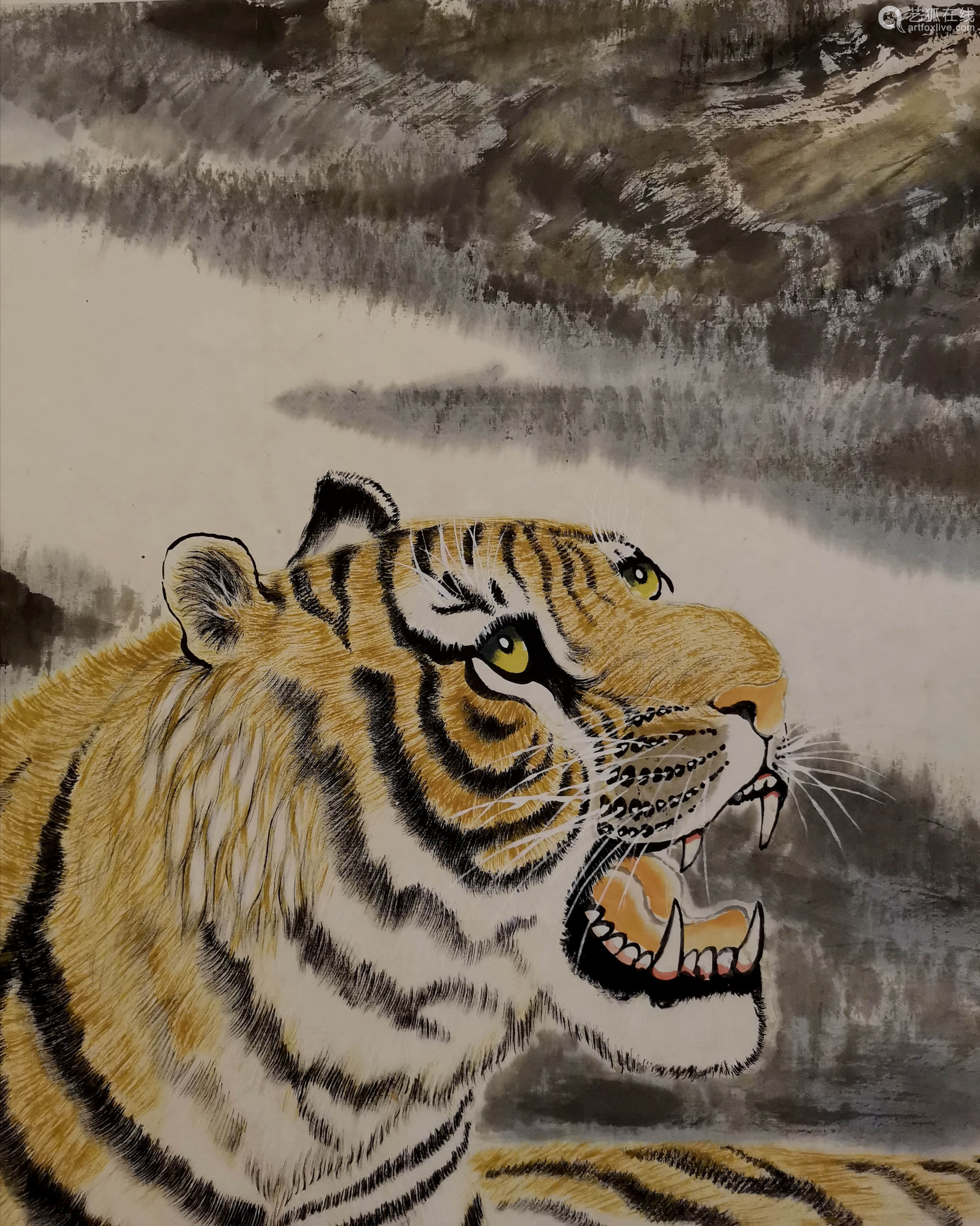 姚少华虎镜芯achinesetigerpaintingyaoshaohuamark