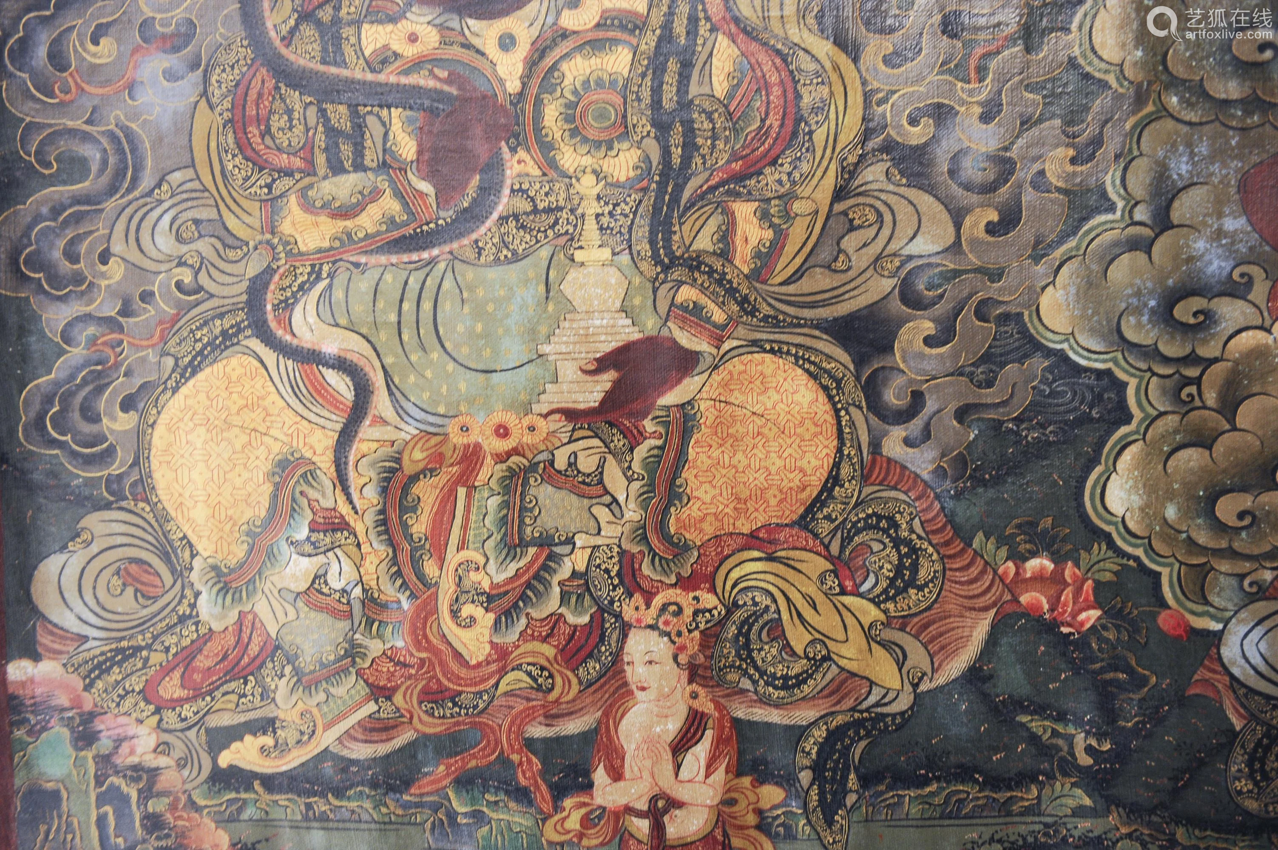 pair of thangkas of guardian kings, 18th c.