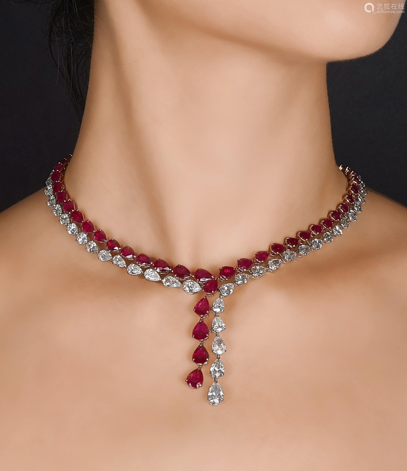 ruby and diamond necklace 红宝石 配 钻石 项链