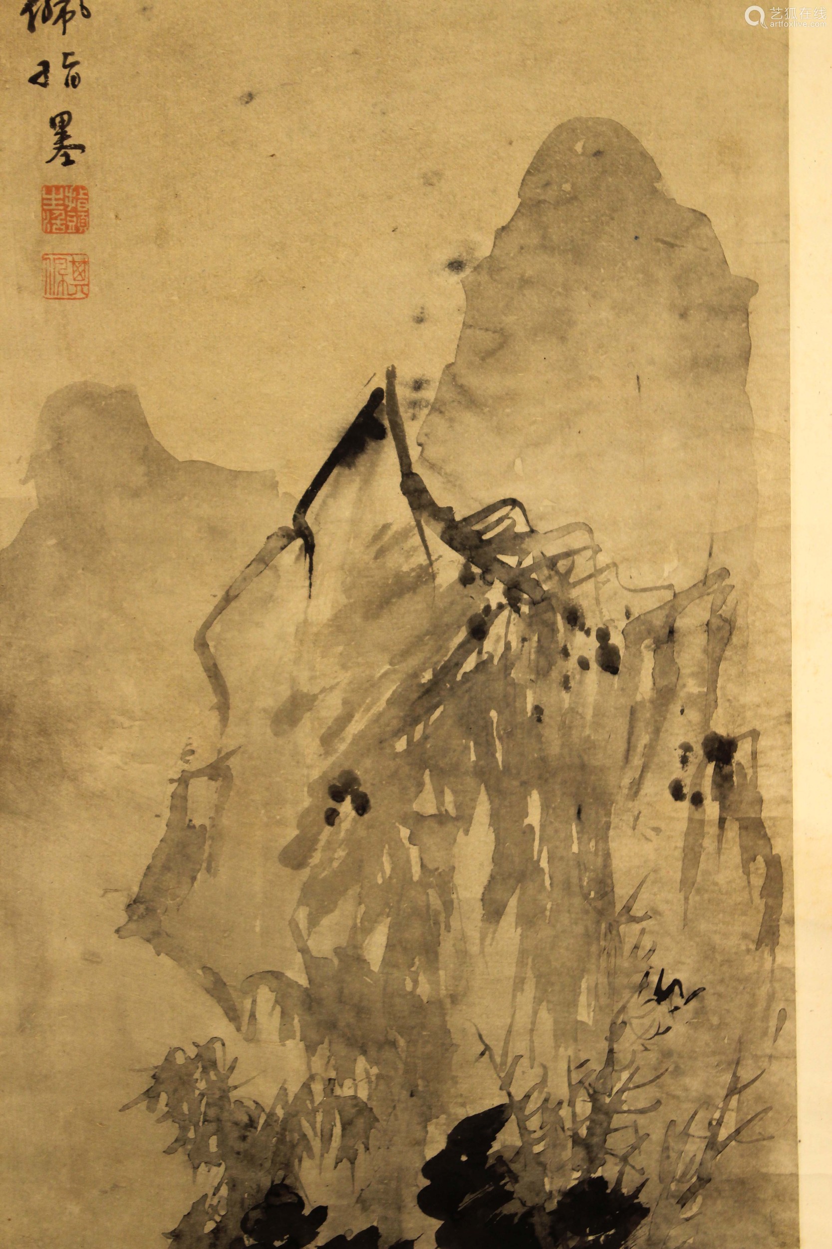 高其佩指画山水纸本水墨立轴