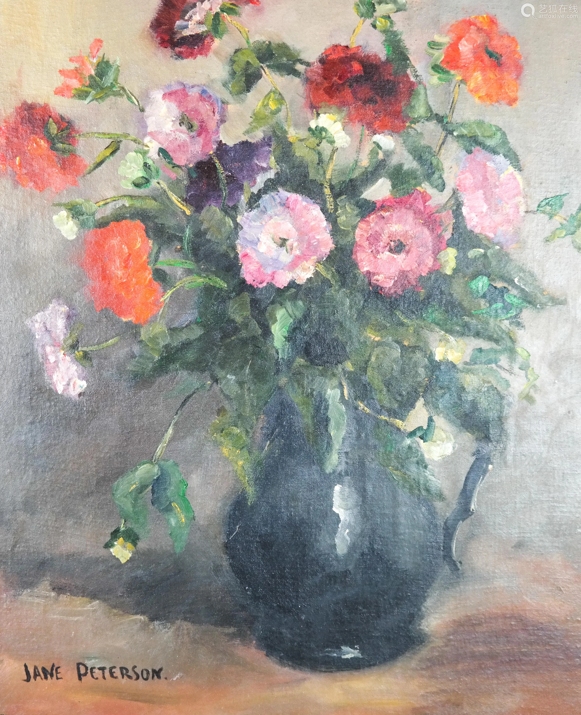chanel peterson,chanel preton jane peterson: floral still life - oil on board