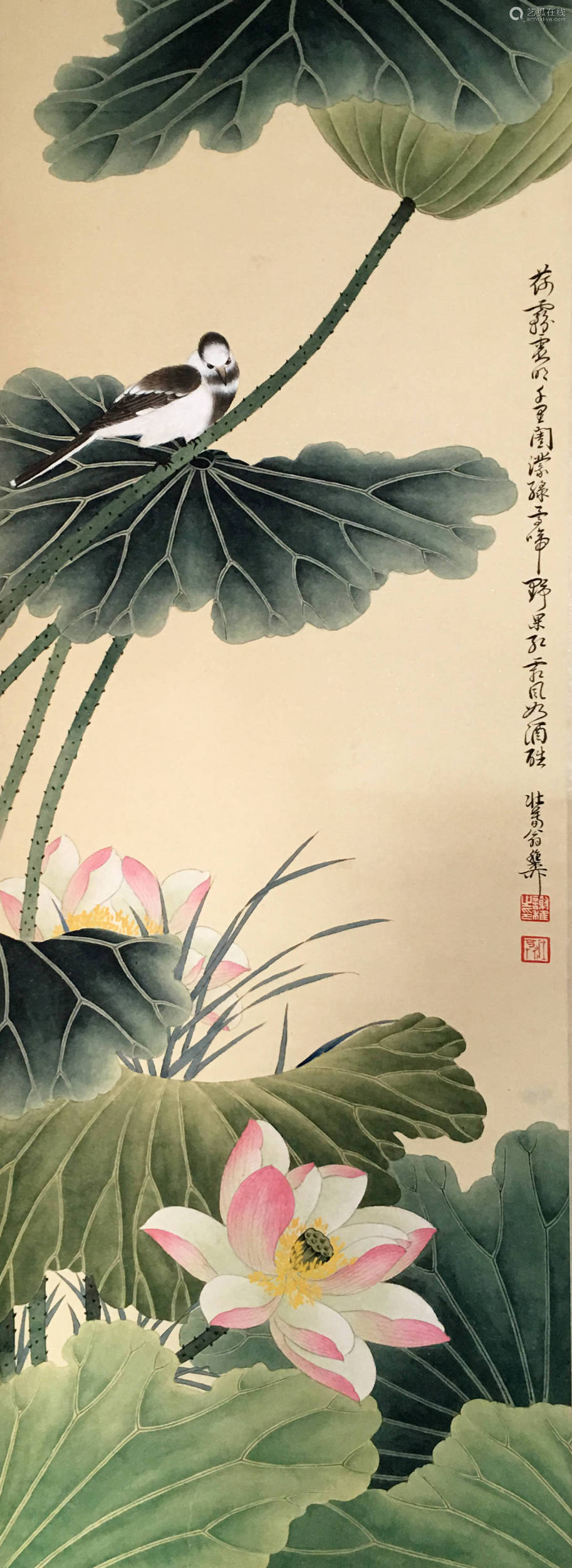 谢稚柳荷花翠鸟近代