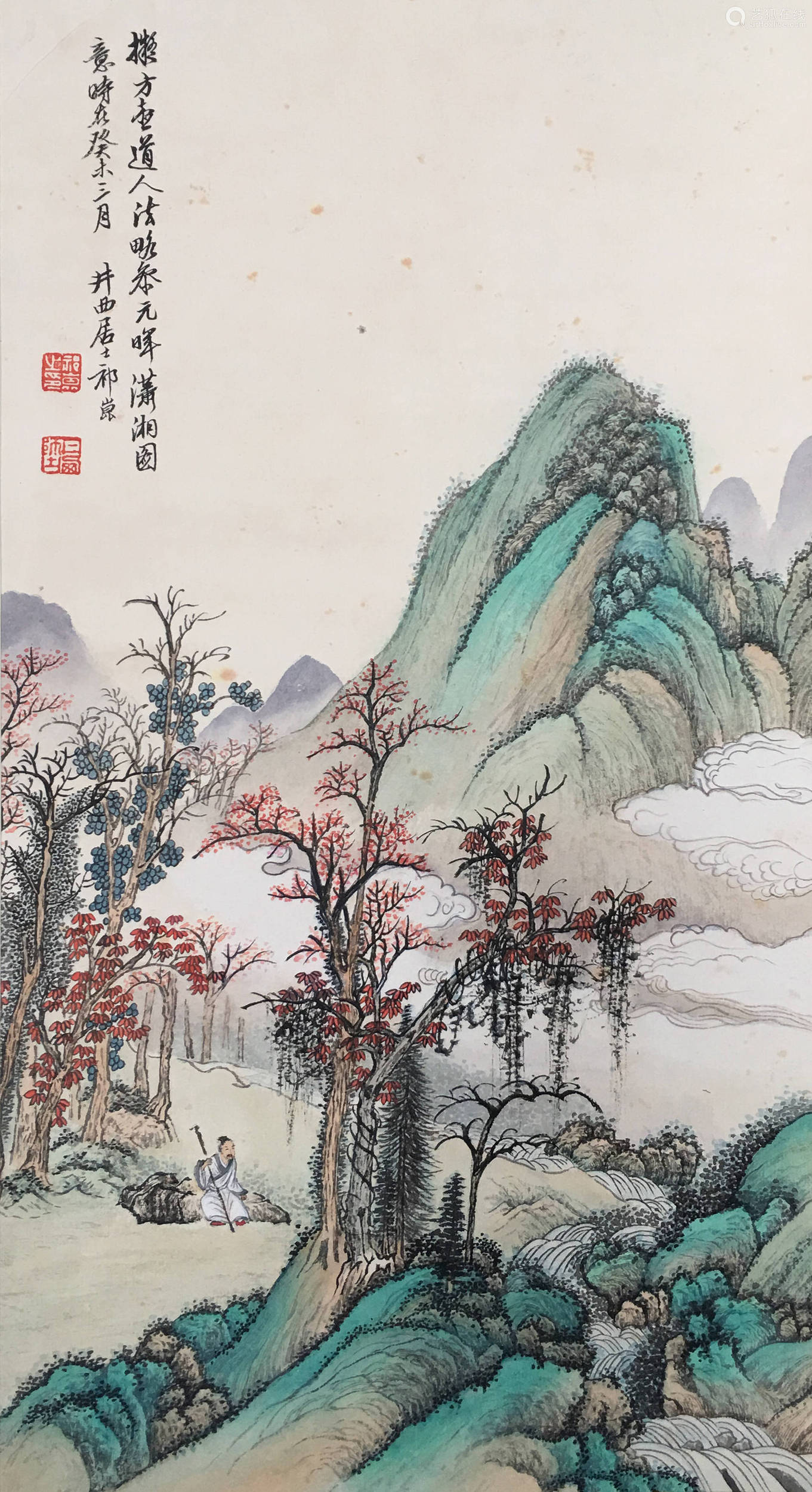 中国近现代著名画家,字景西号井西居士工山水 初以籹卖颜色得识京城