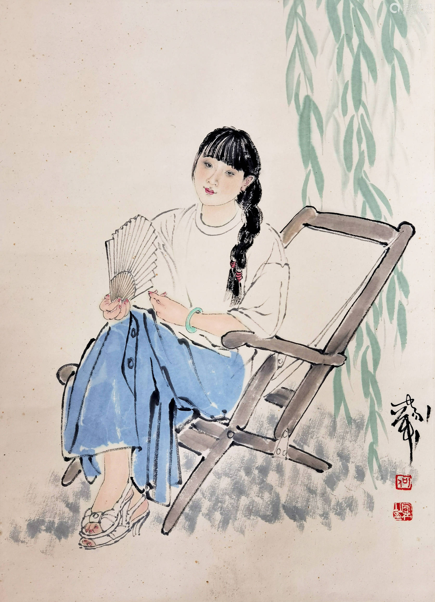 何家英 仕女 近代