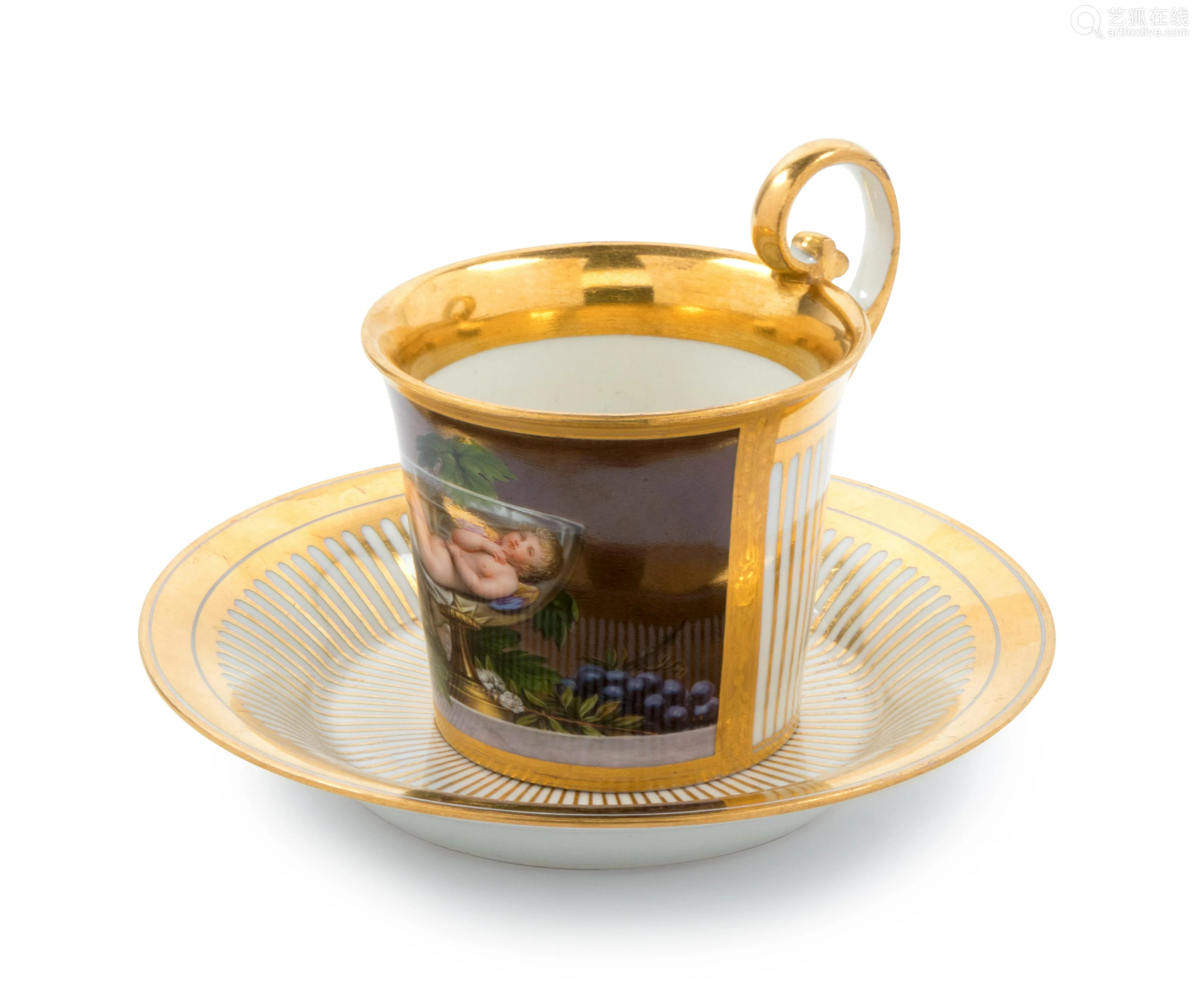 a vienna painted and parcel gilt porcelain teacup