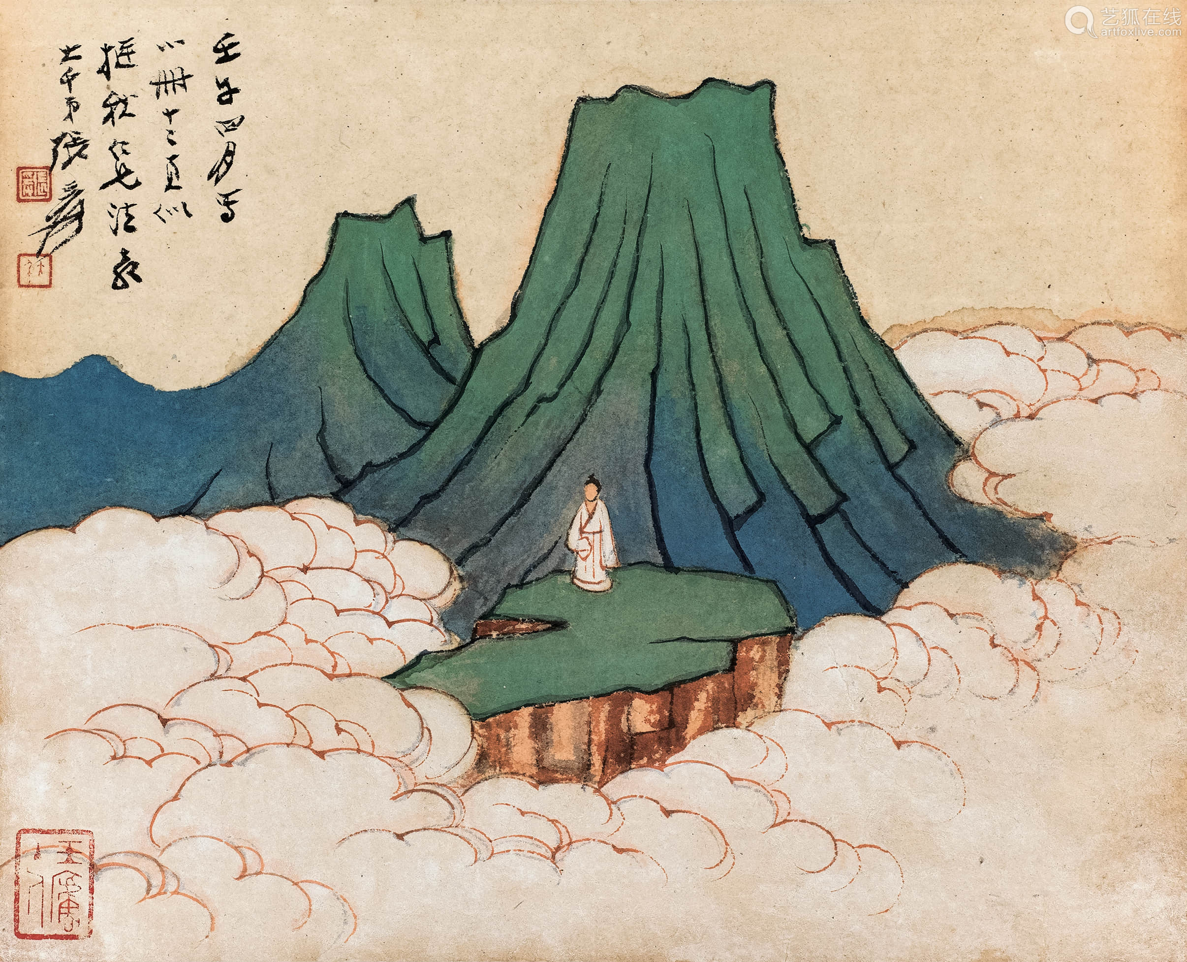 张大千(1899～1983)1942年作 山水花卉人物 册页 (十二开) 设色纸本
