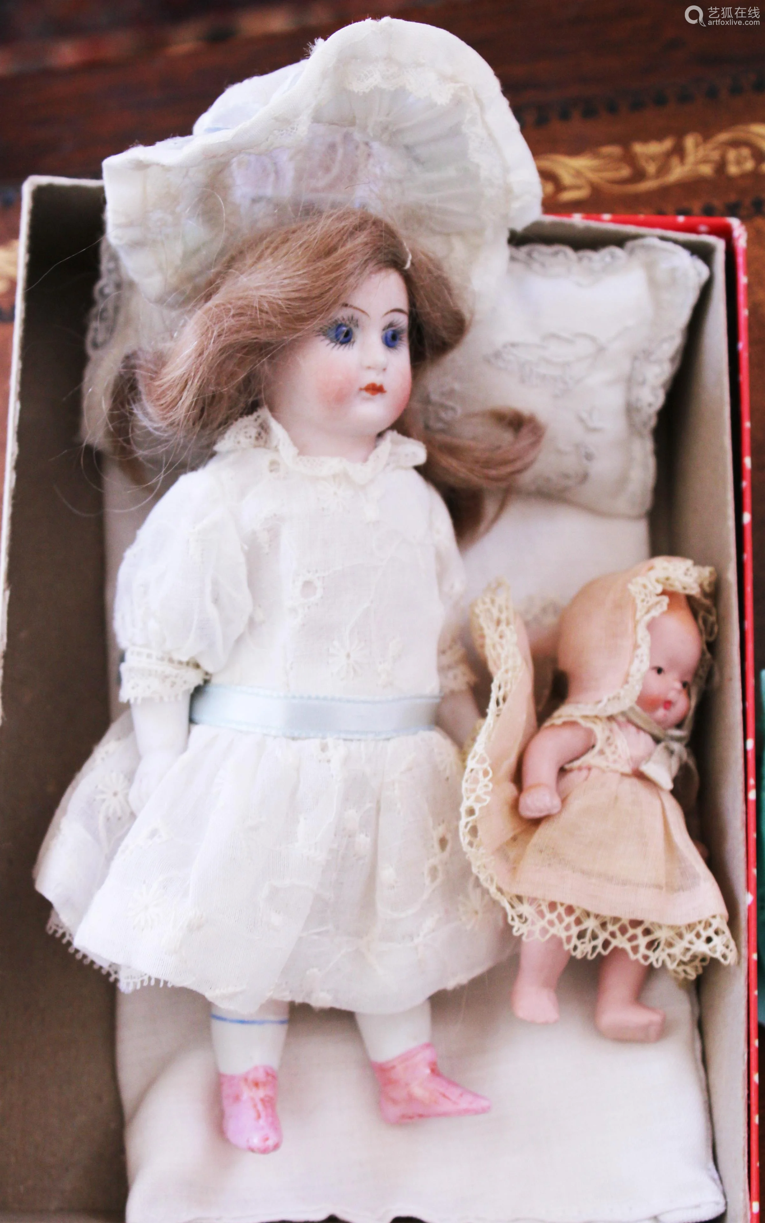 lot of (2) vintage dolls, doll clothing