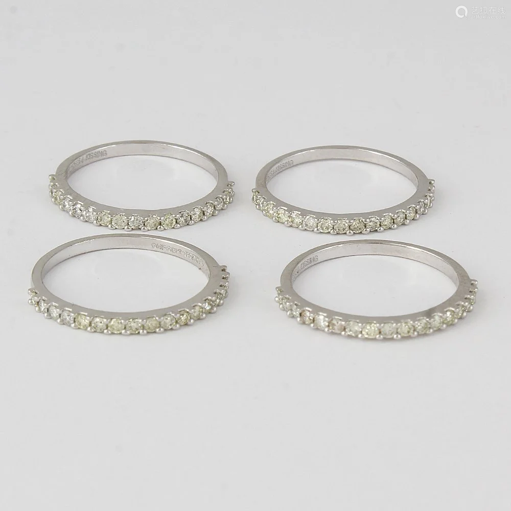 14k585whitegoldsetof4diamondbandrings