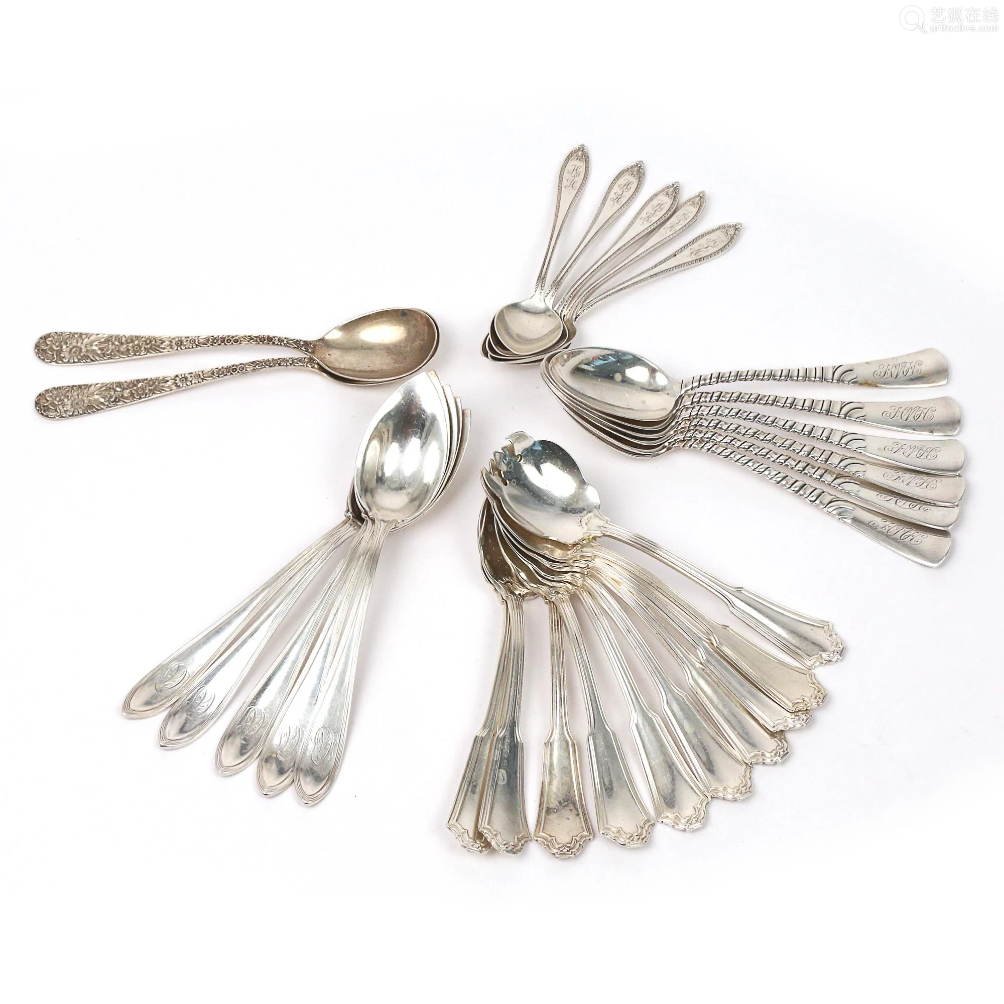(28pc) various sterling silver spoons