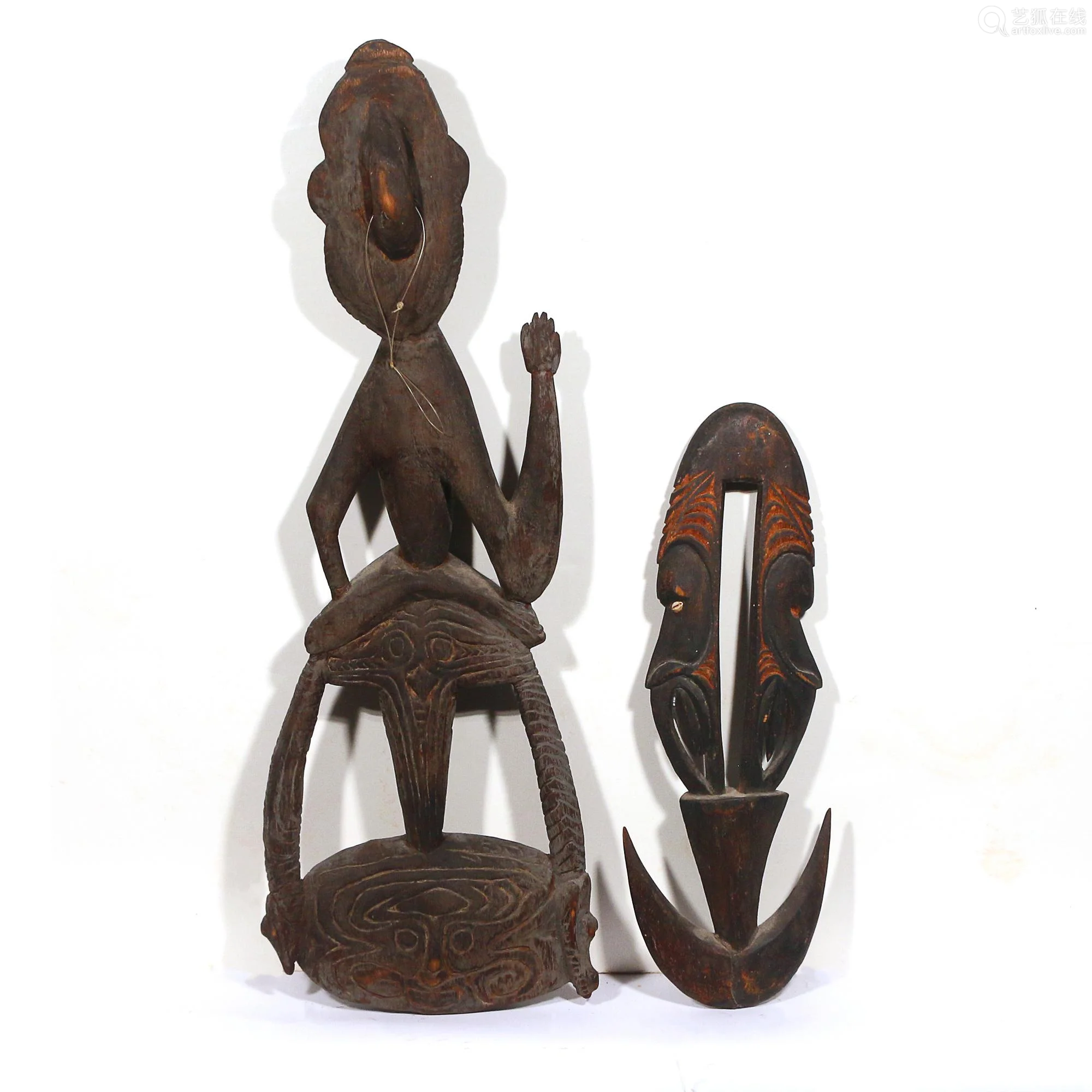 (2pc) sepik river carvings