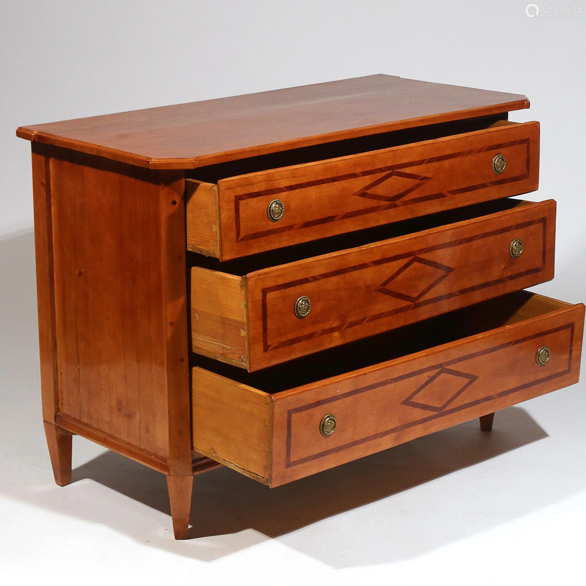 18th century scandinavian birchwood inlaid chest