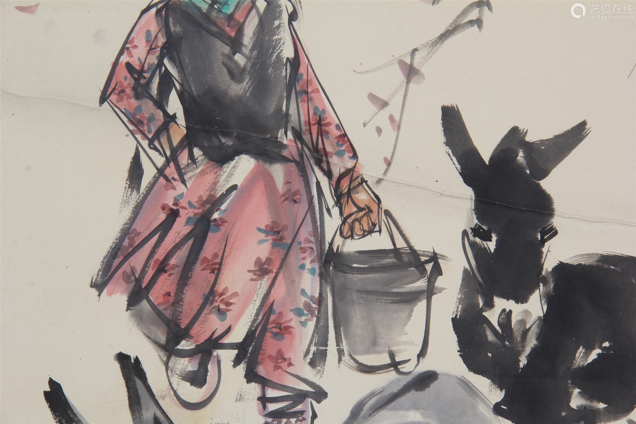 chinesepaintingoffigureanddonkeys