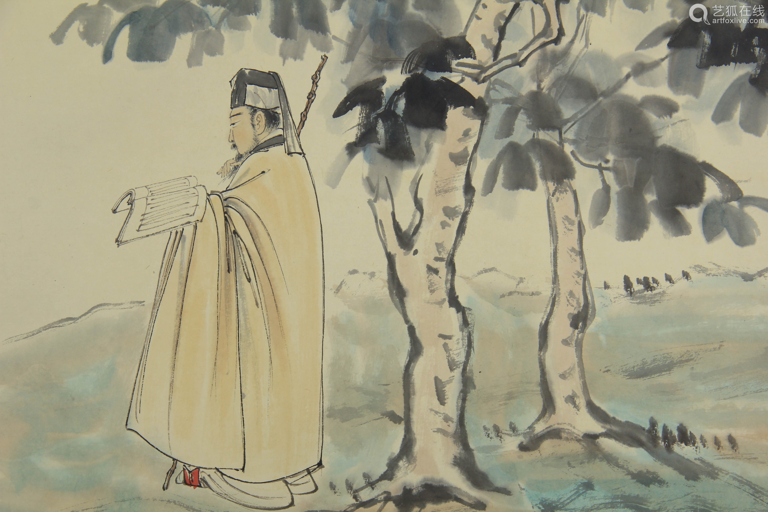 chinese handscroll painting of literati with inscriptions