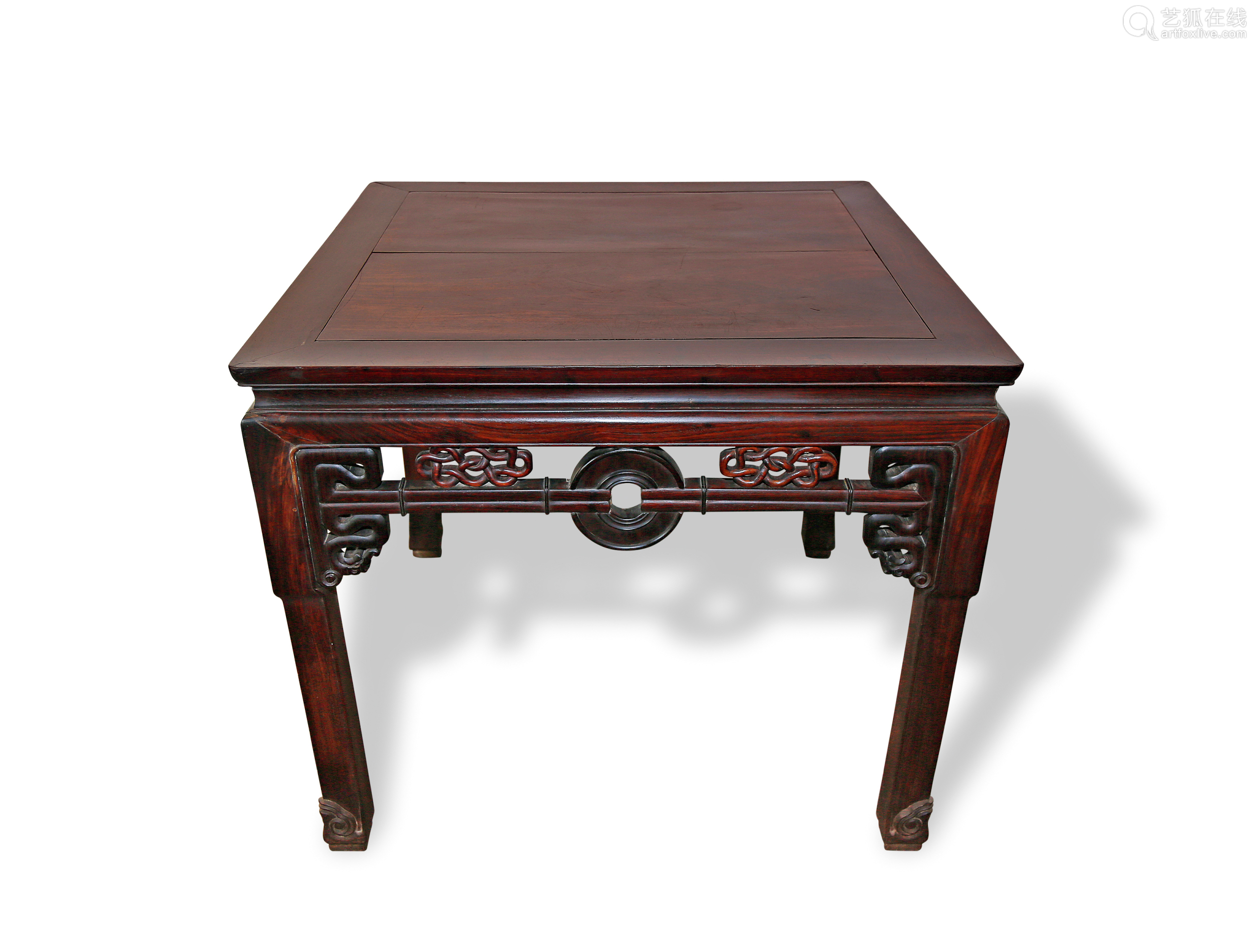 红木方桌(三弯腿铜钱工)-【成交 价格 图片】