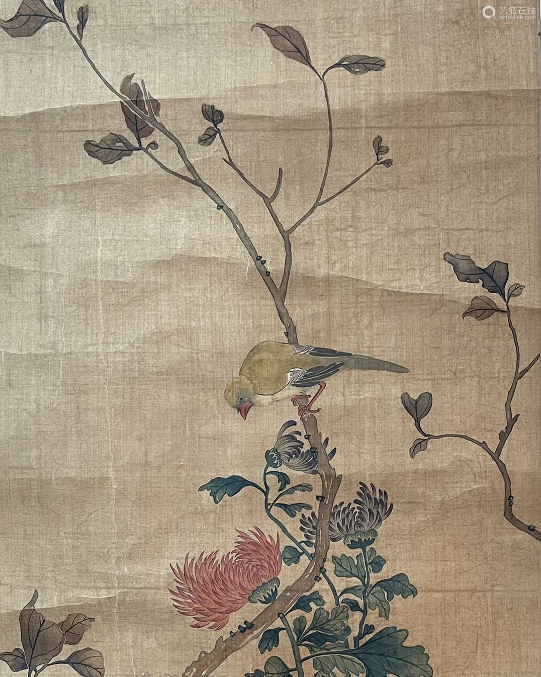 绢本设色 立轴 简介:陆治(1496-1576,字叔平,明代画家