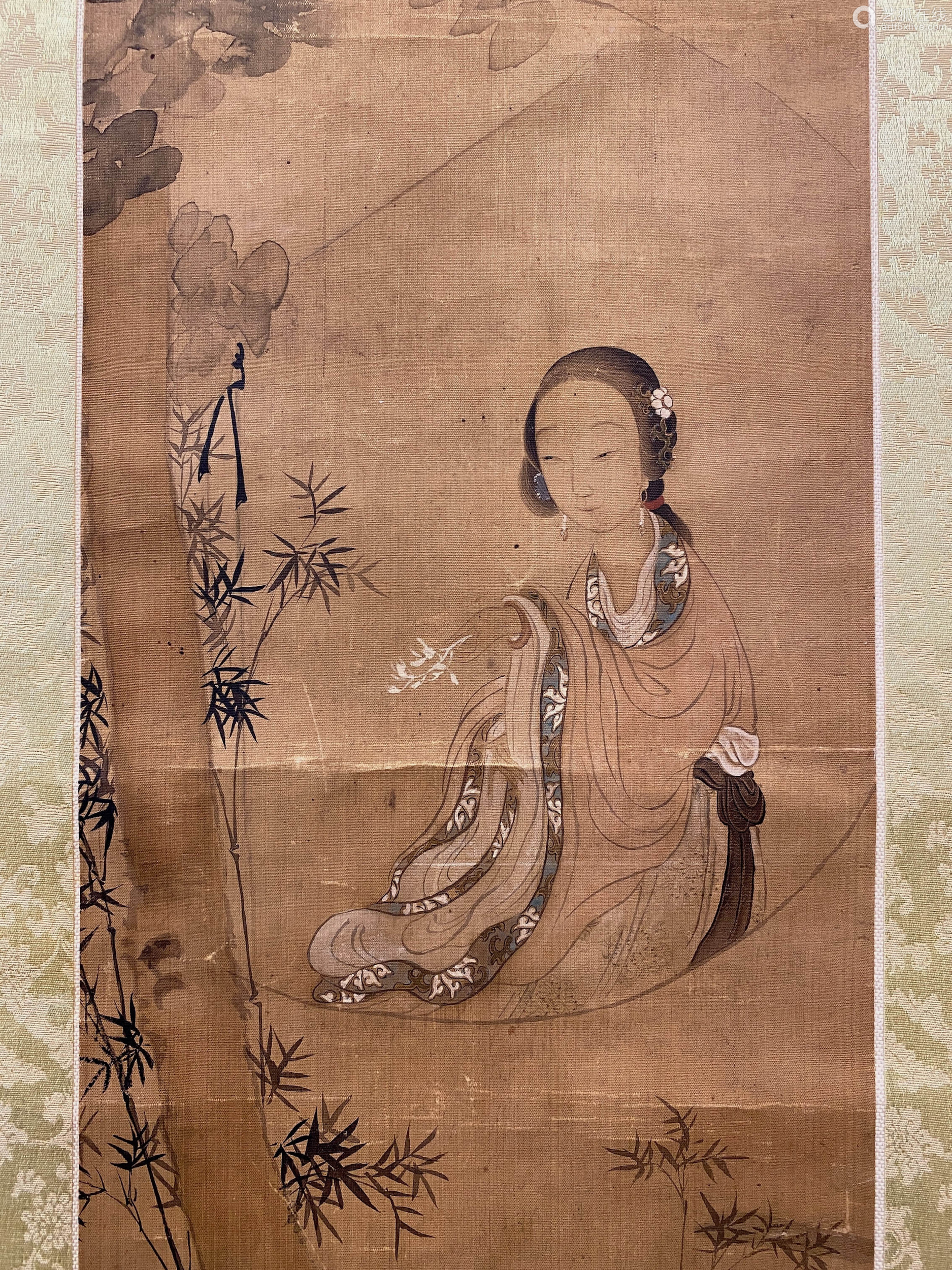1773-1828 改琦(清 1794年作 桐荫仕女 设色绢本 立轴