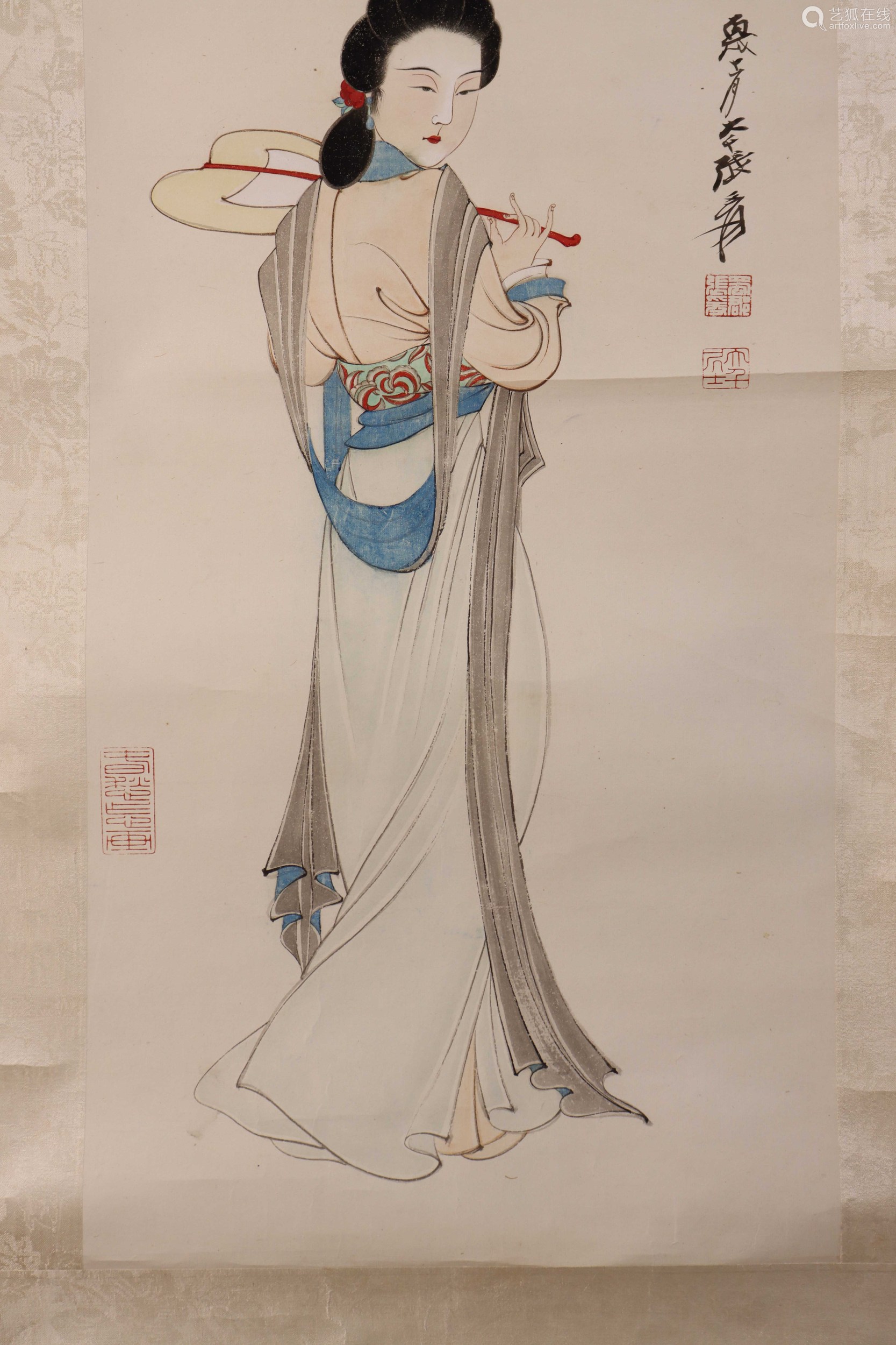 张大千仕女图(lot001-028为同一藏家)纸本镜片