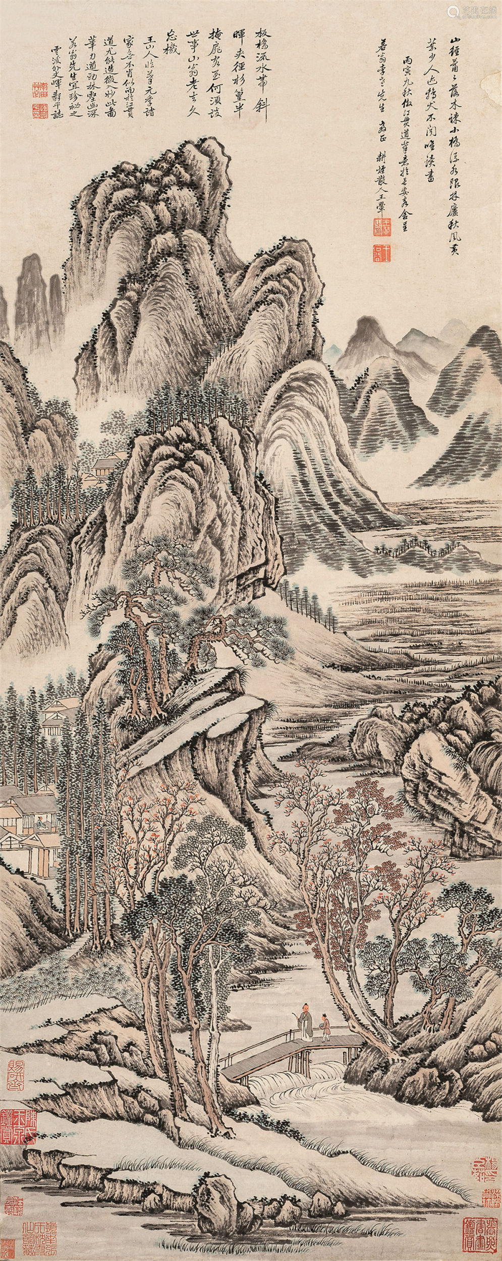 王翚(1632～1717)仿江贯道笔意 设色纸本立轴