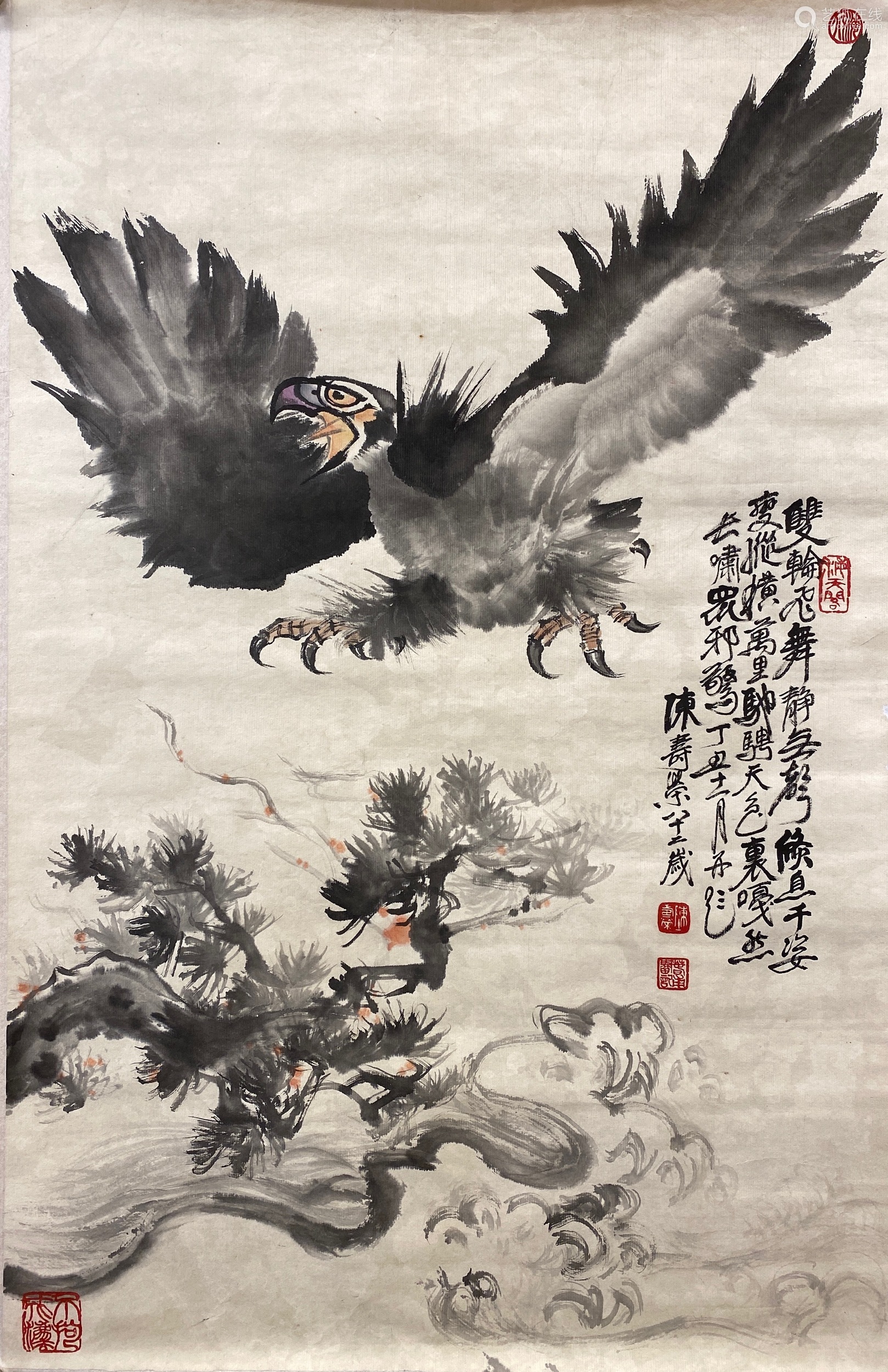 陈寿荣 松鹰二帧 水墨纸本 镜心