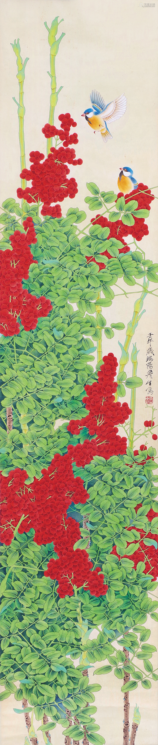 周彦生(b.1942) 花鸟 立轴 设色纸本