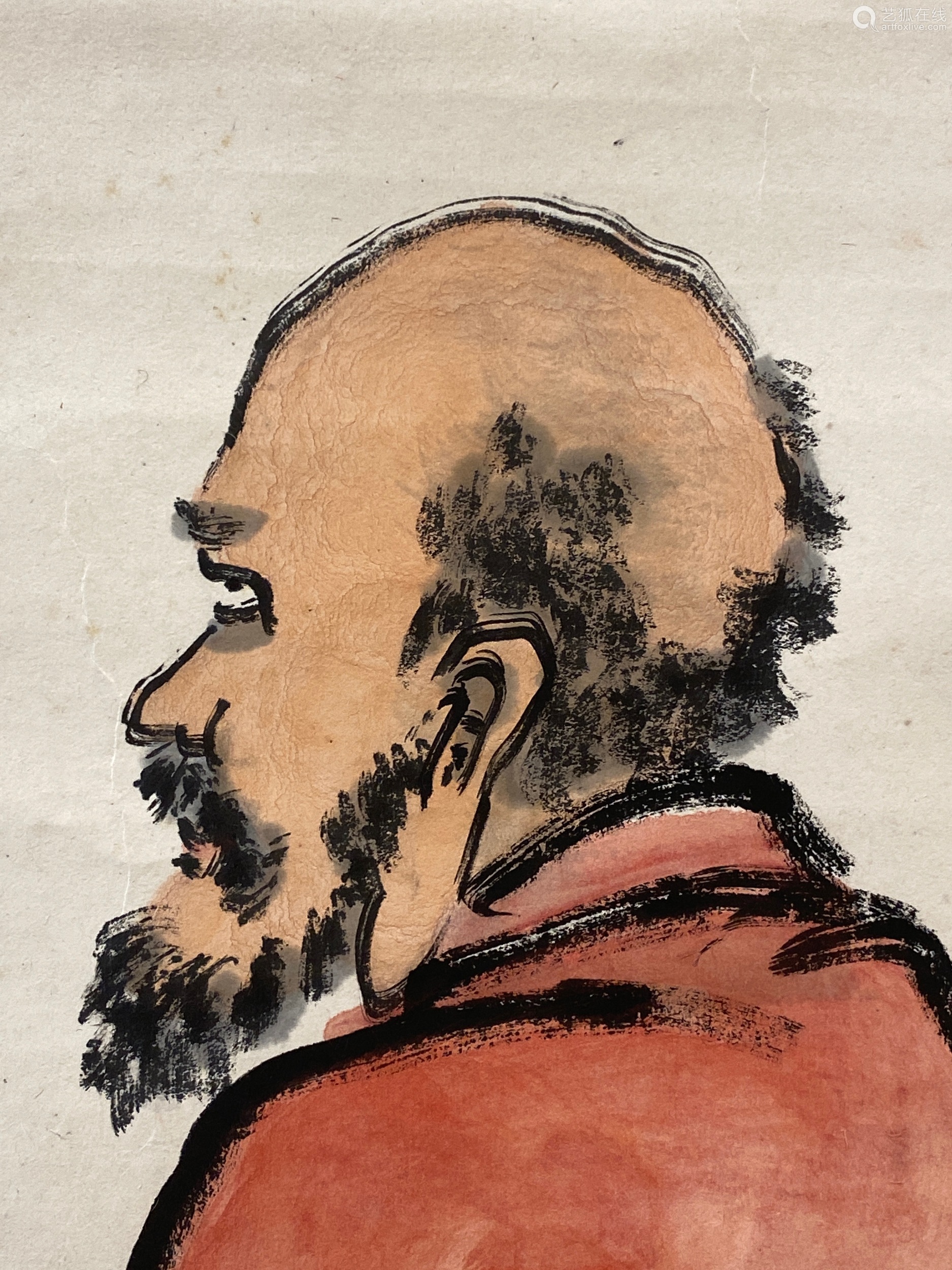 王一亭 1867-1938 红衣达摩 设色纸本 立轴