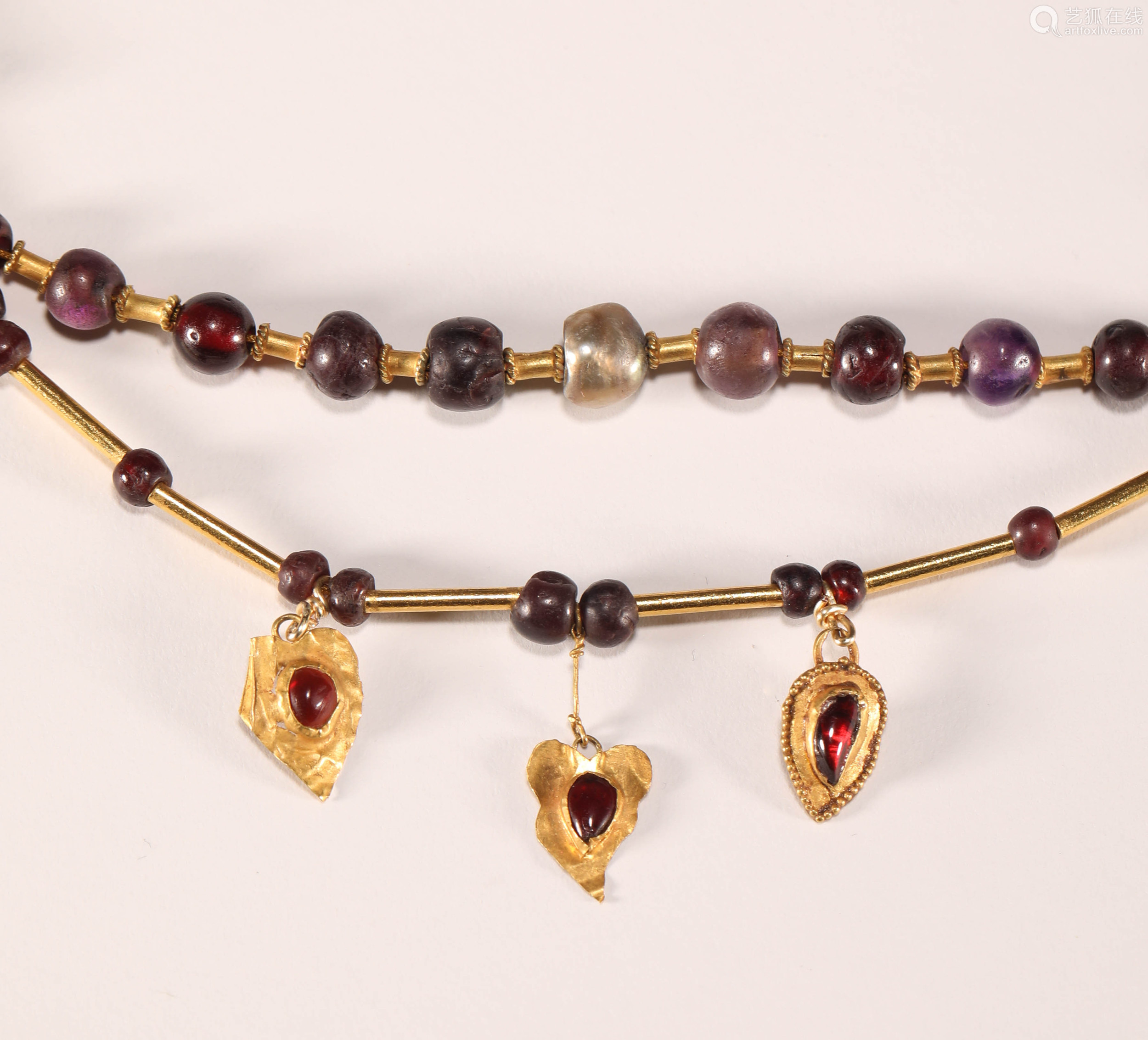 ming dynasty - pure gold agate necklace