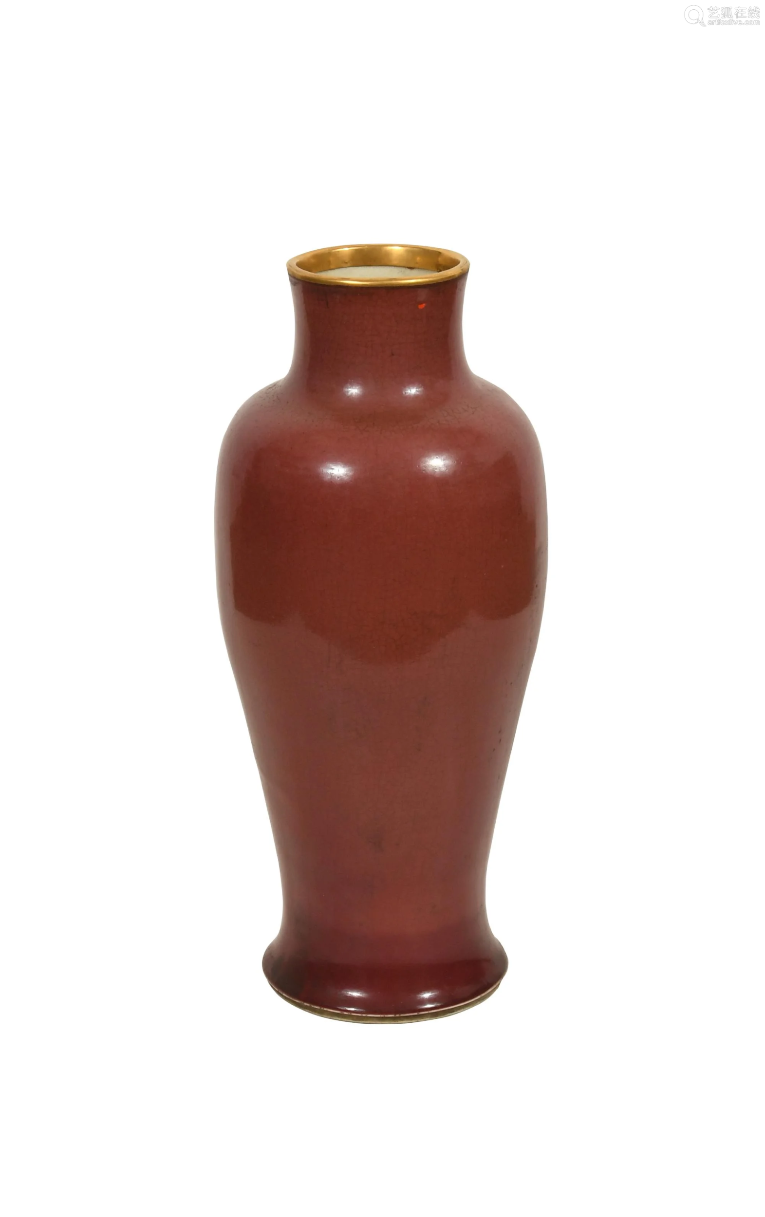 chinese langyao red glazed vase, kangxi清康熙 郎窑红观音瓶