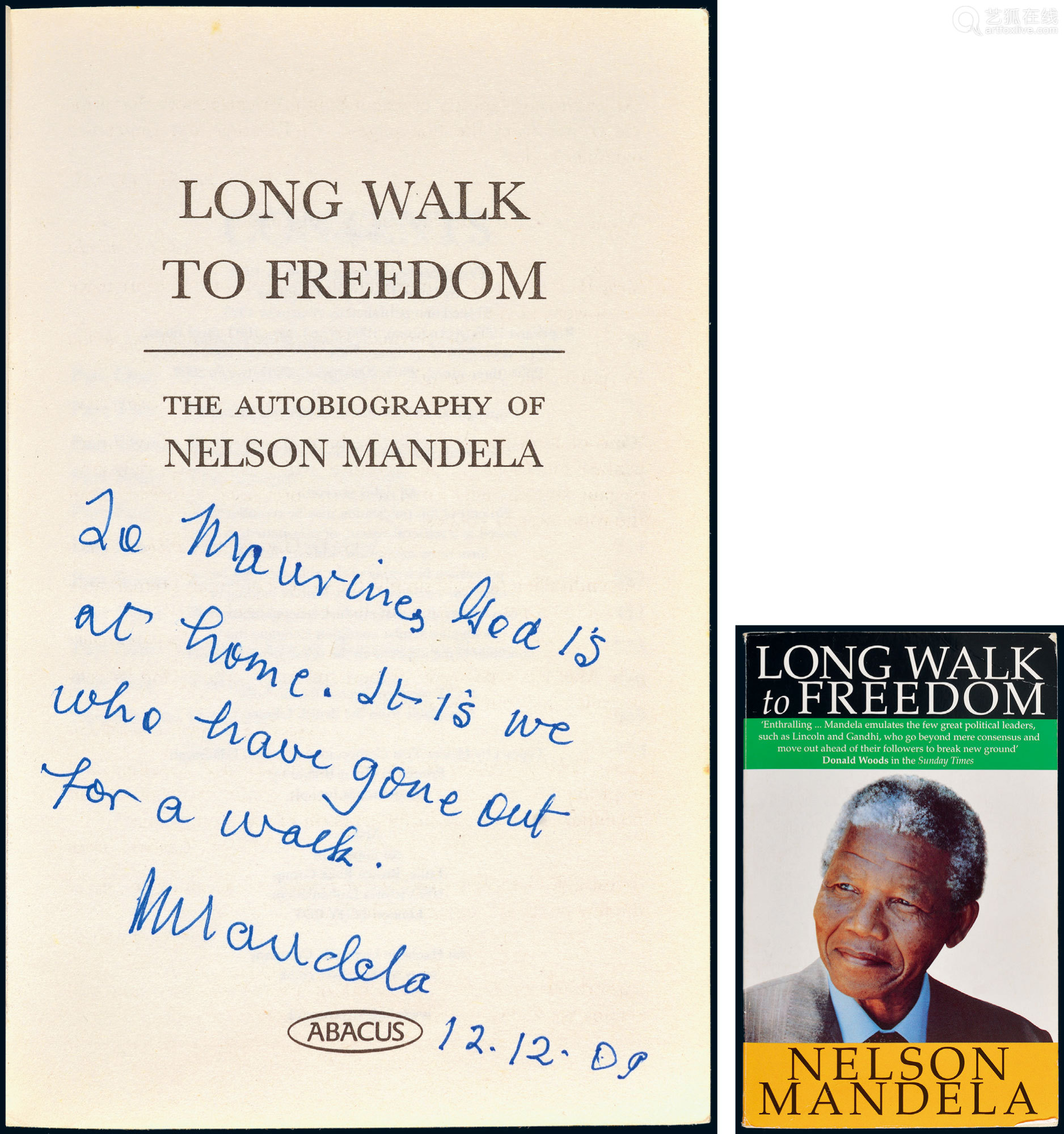 "南非国父"纳尔逊曼德拉(nelson mandela)亲笔签名代表作《漫漫自由路